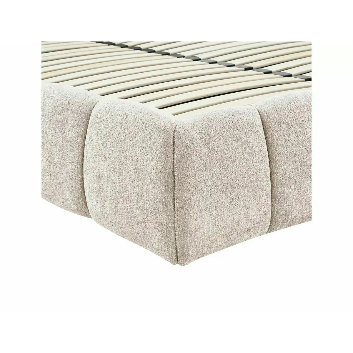Pat PARMA 160x200, bej, stofă, cu spațiu de depozitare