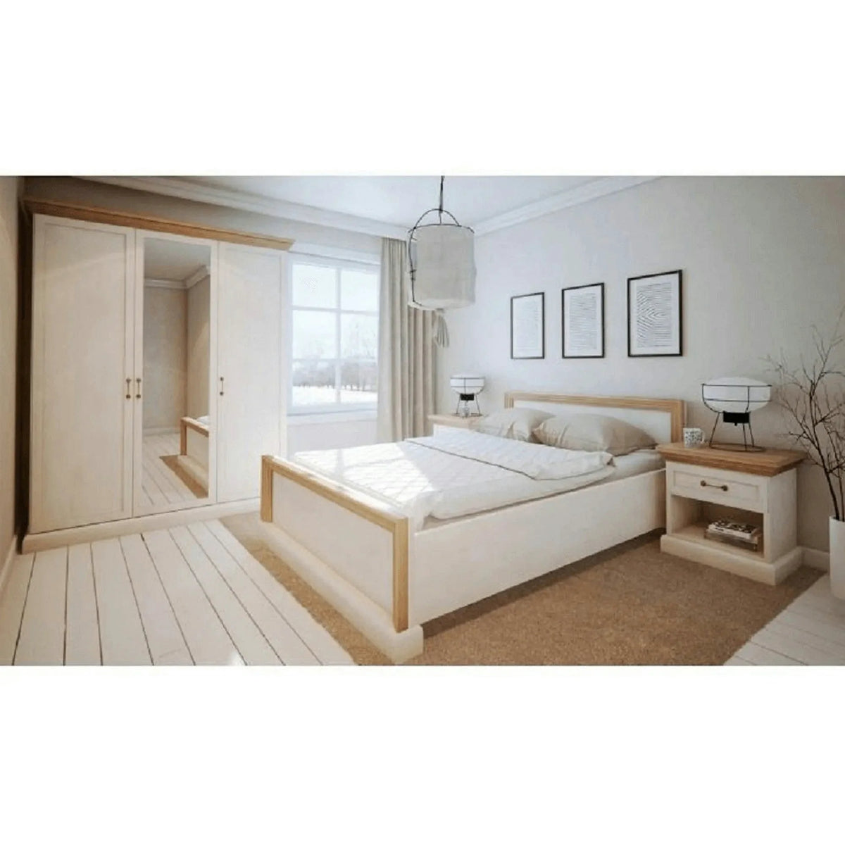 Pat ROYAL L1 160x200, pin nordic/stejar salbatic, PAL melaminat, cu somiera