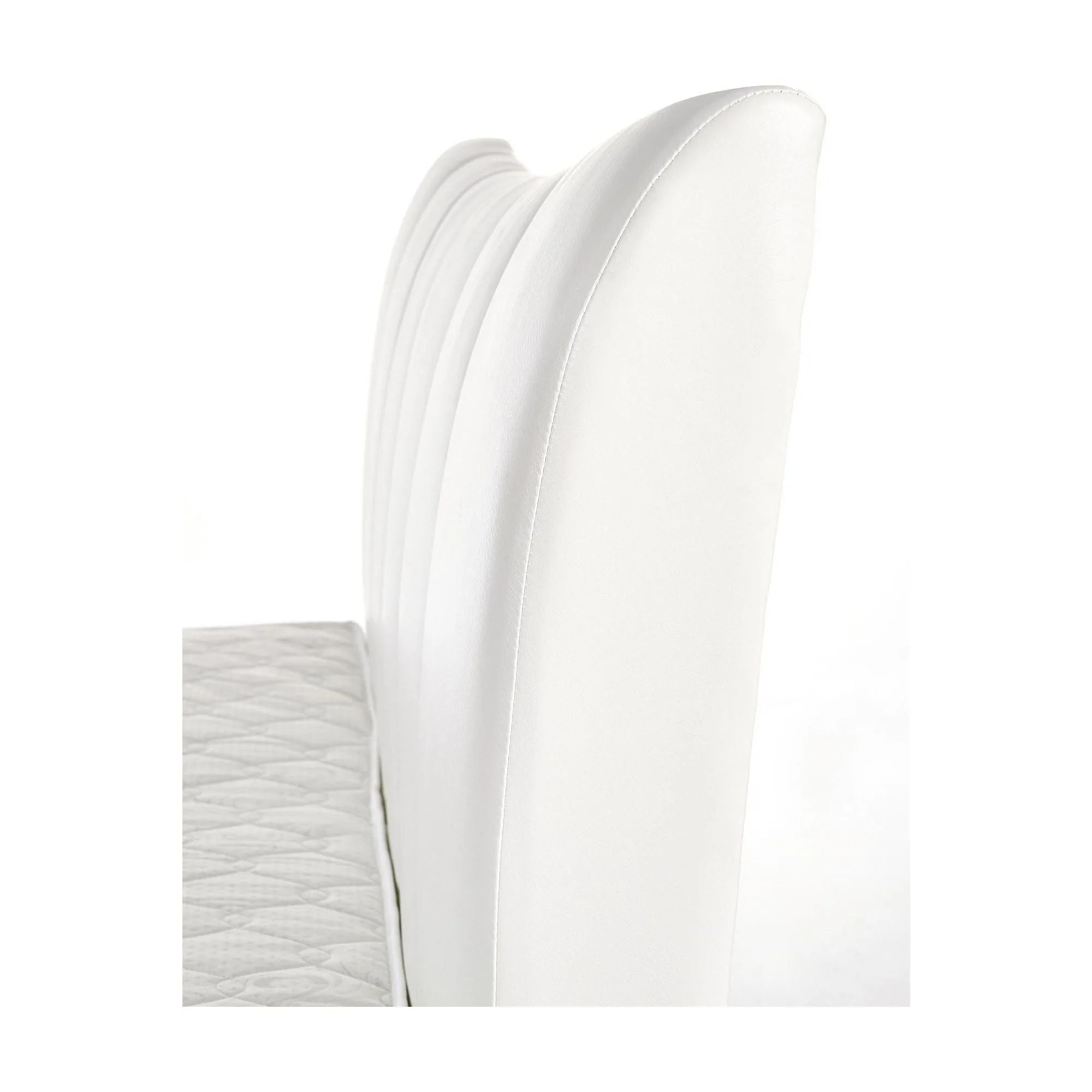 Pat SANDY 160x200, alb, piele ecologica/lemn, cu somiera