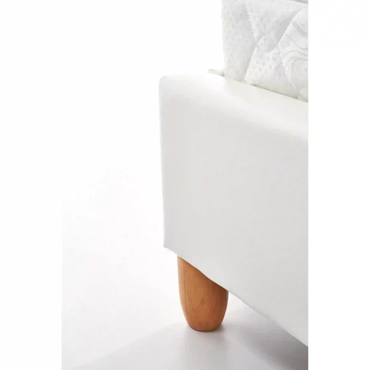 Pat SANDY 160x200, alb, piele ecologica/lemn, cu somiera