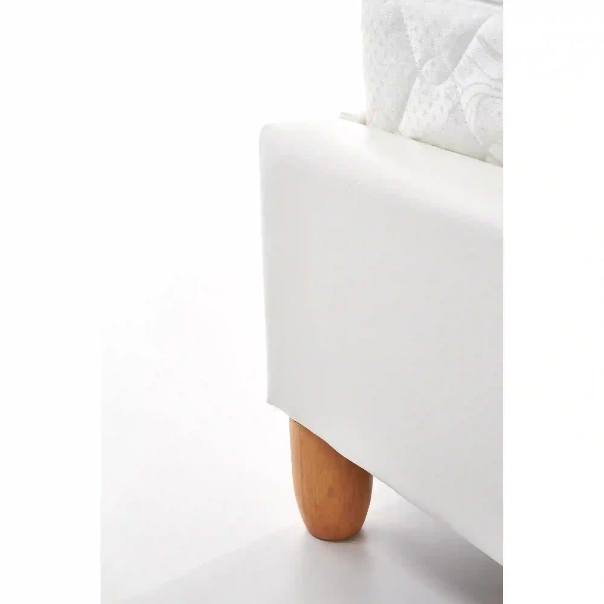 Pat SANDY 160x200, alb, piele ecologica/lemn, cu somiera
