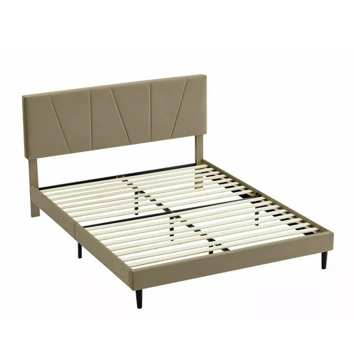 Pat SAVANA 140x200, stofa catifelata bej - Bluvel 28, cu somiera