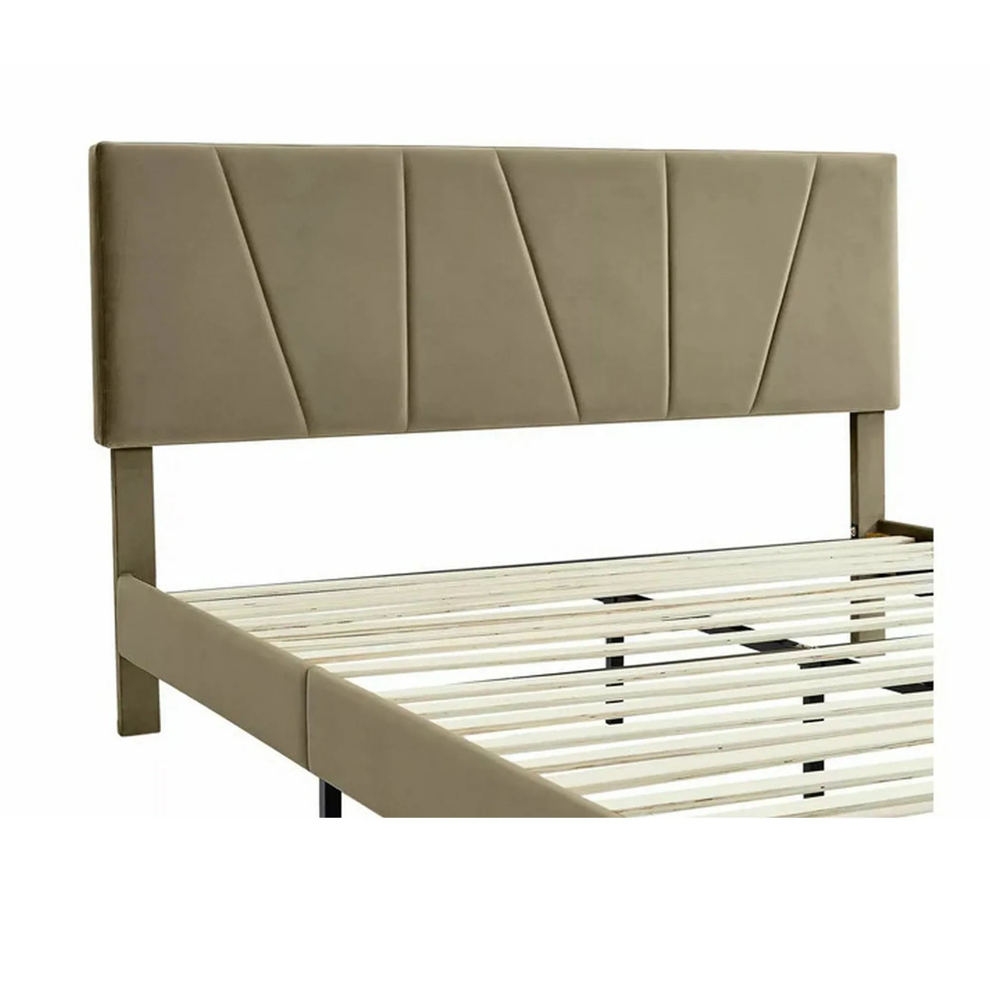 Pat SAVANA 140x200, stofa catifelata bej - Bluvel 28, cu somiera