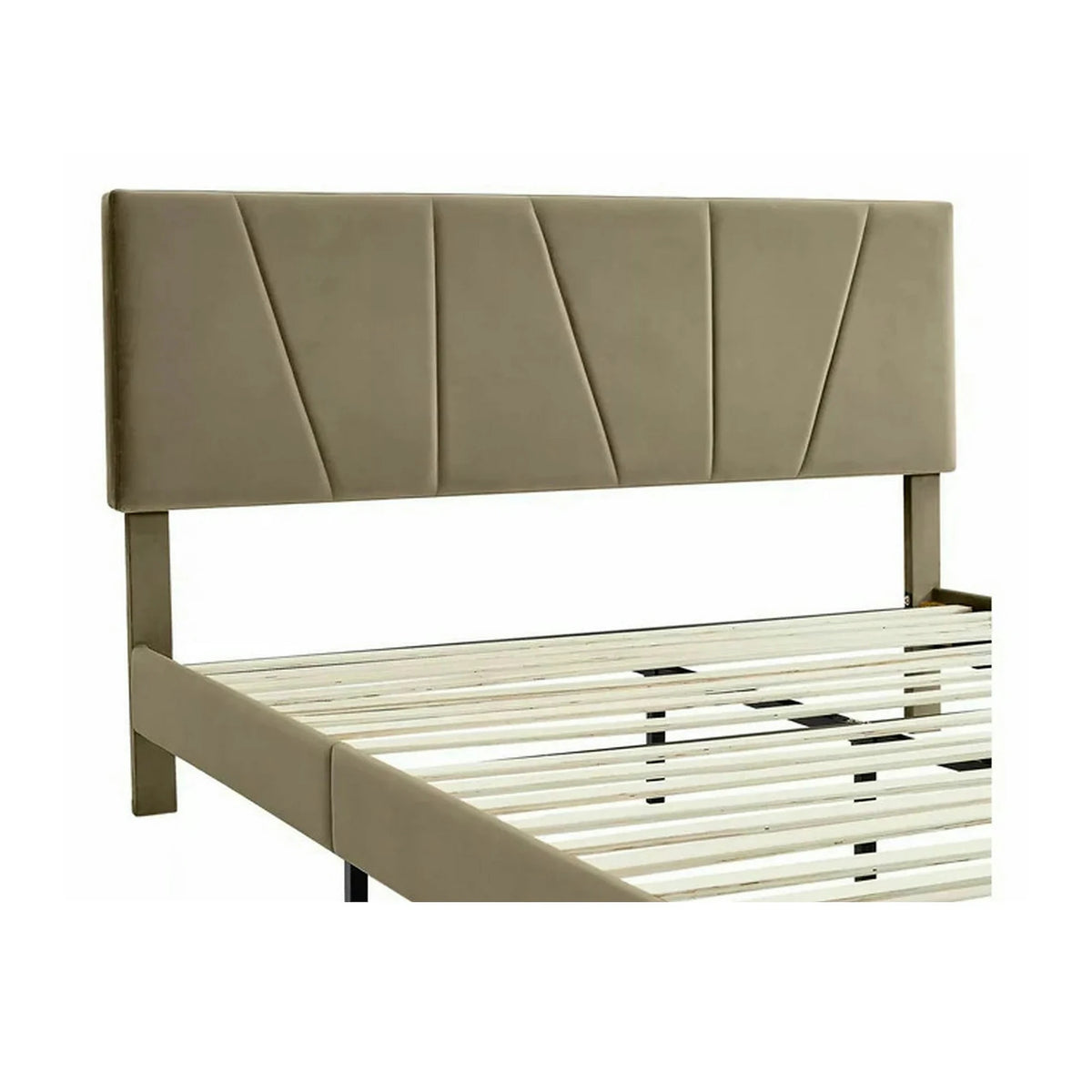 Pat SAVANA 160x200, stofa catifelata bej - Bluvel 28, cu suport saltea