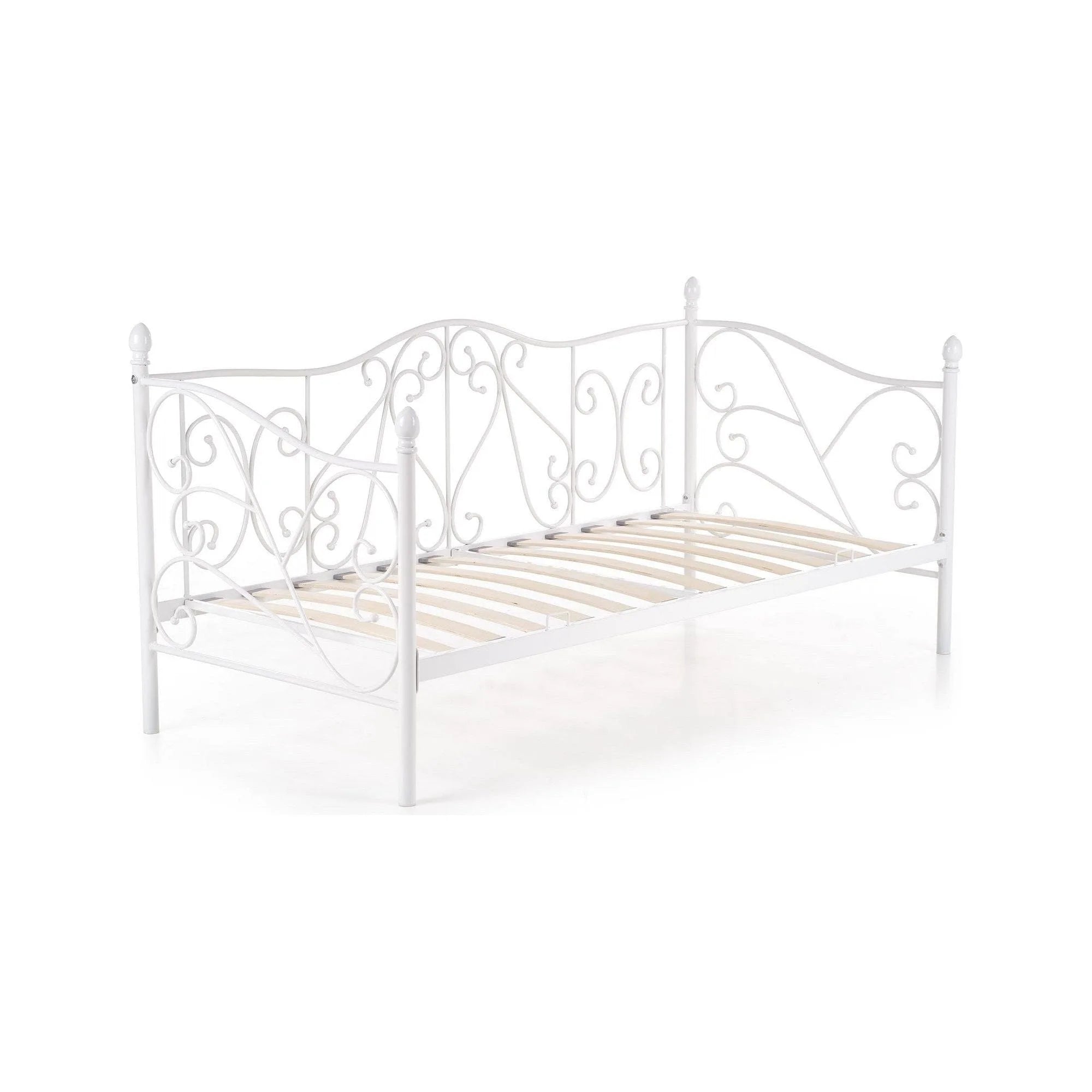 Pat Sumatra 90x200, alb, otel, cu somiera