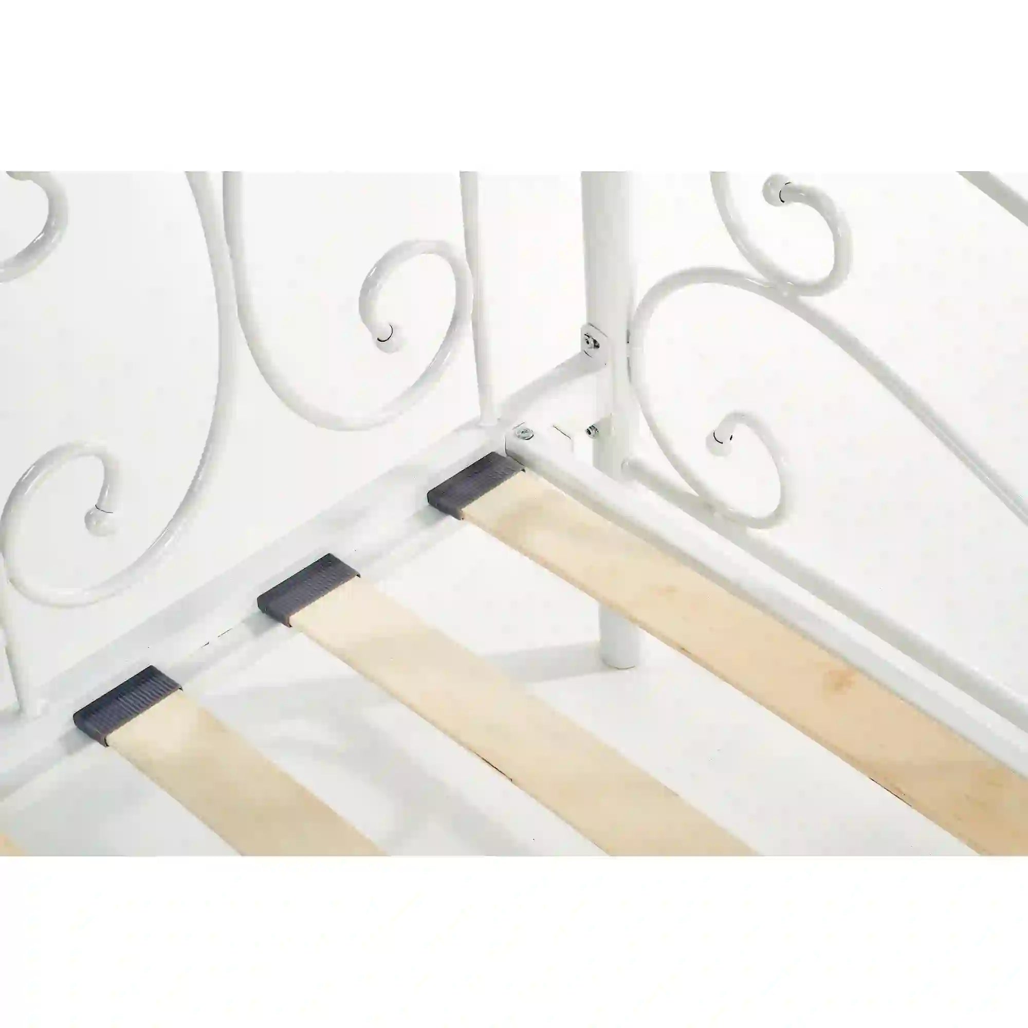 Pat Sumatra 90x200, alb, otel, cu somiera