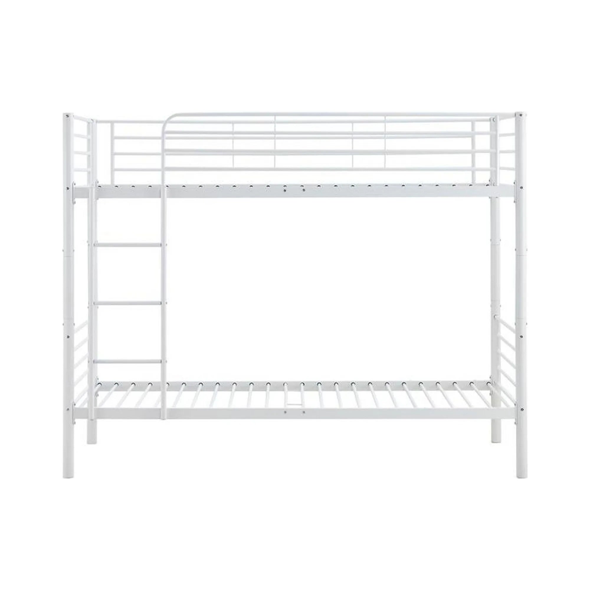 Pat supraetajat BUNKY 90x200, alb, metal, cu somiera