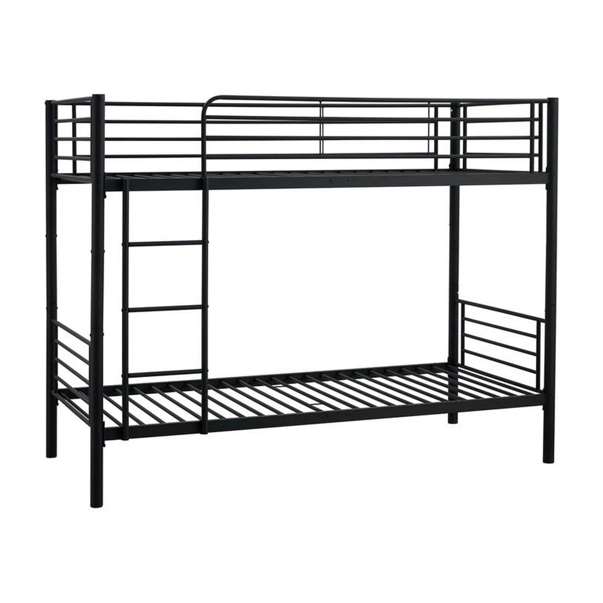 Pat supraetajat BUNKY 90x200, negru, metal, cu somiera