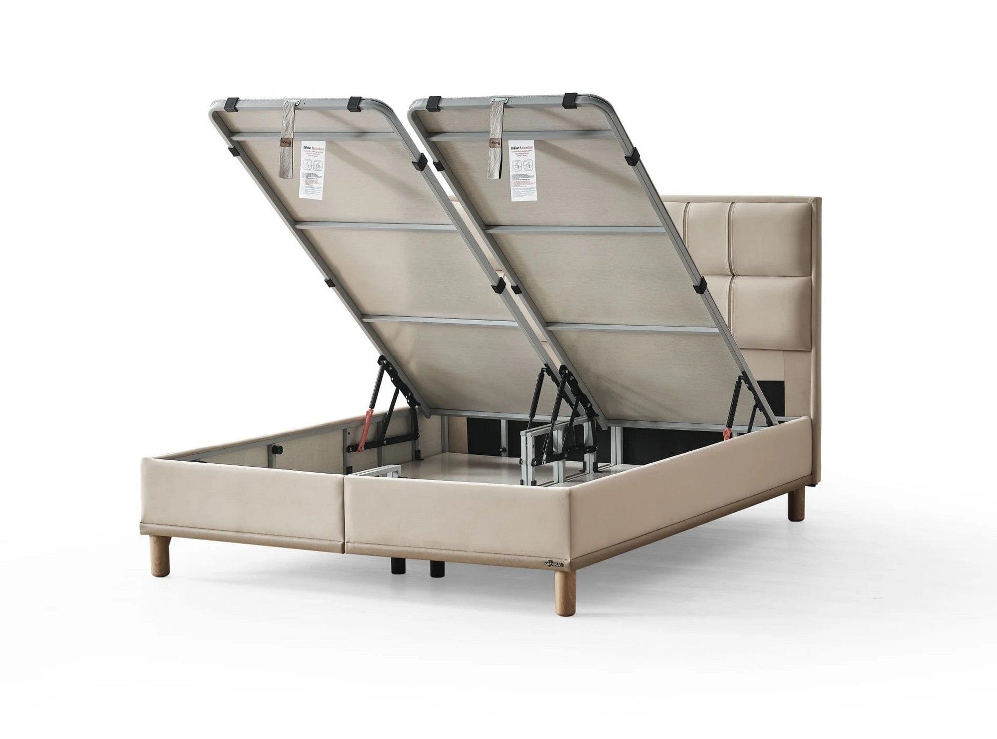 Pat TESLA THERAPHY 100x200, stofa catifelata bej - Scarlet S0906, cu somiera si spatiu depozitare