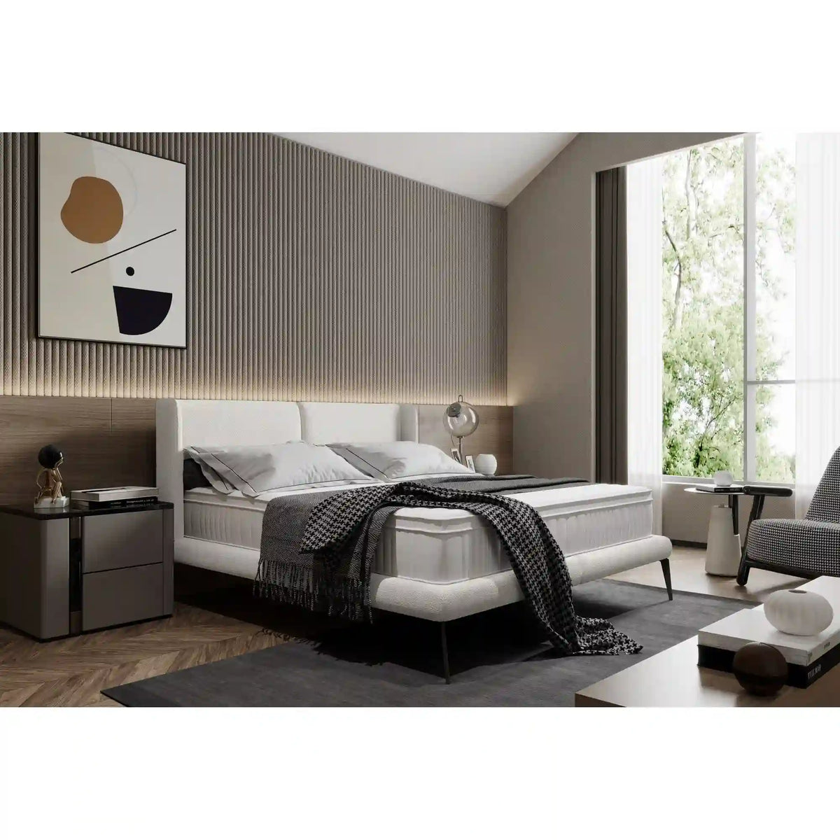 Pat TESSINA 180x200, personalizabil materiale Gama Premium, cu suport saltea