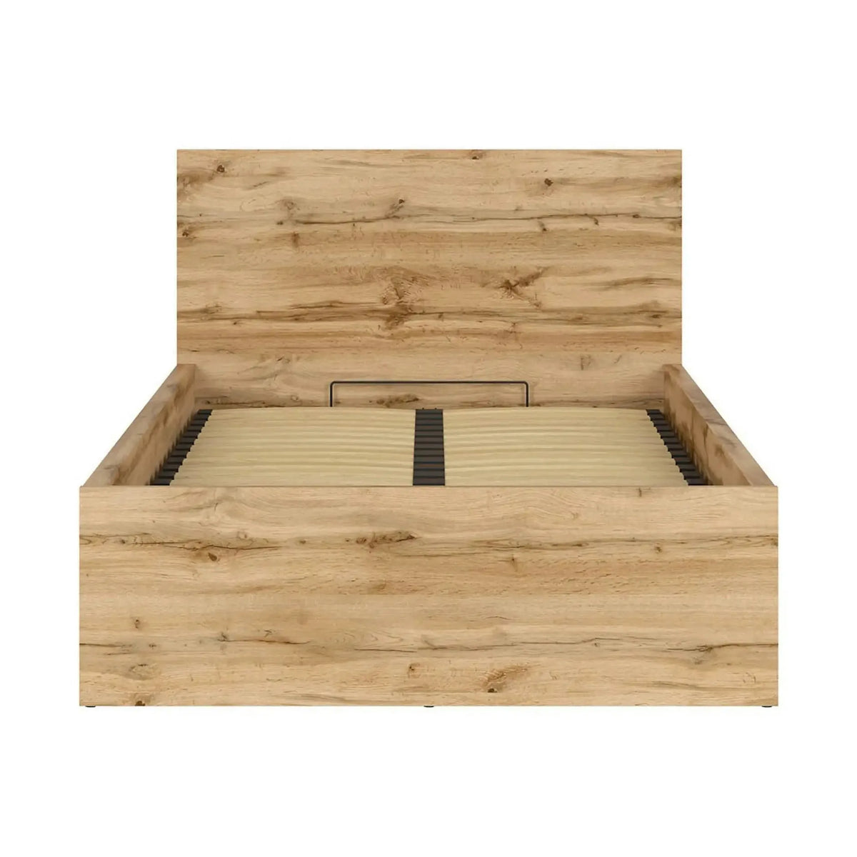 Pat TETRIX 120x200, stejar wotan, PAL laminat, cu somiera si lada depozitare