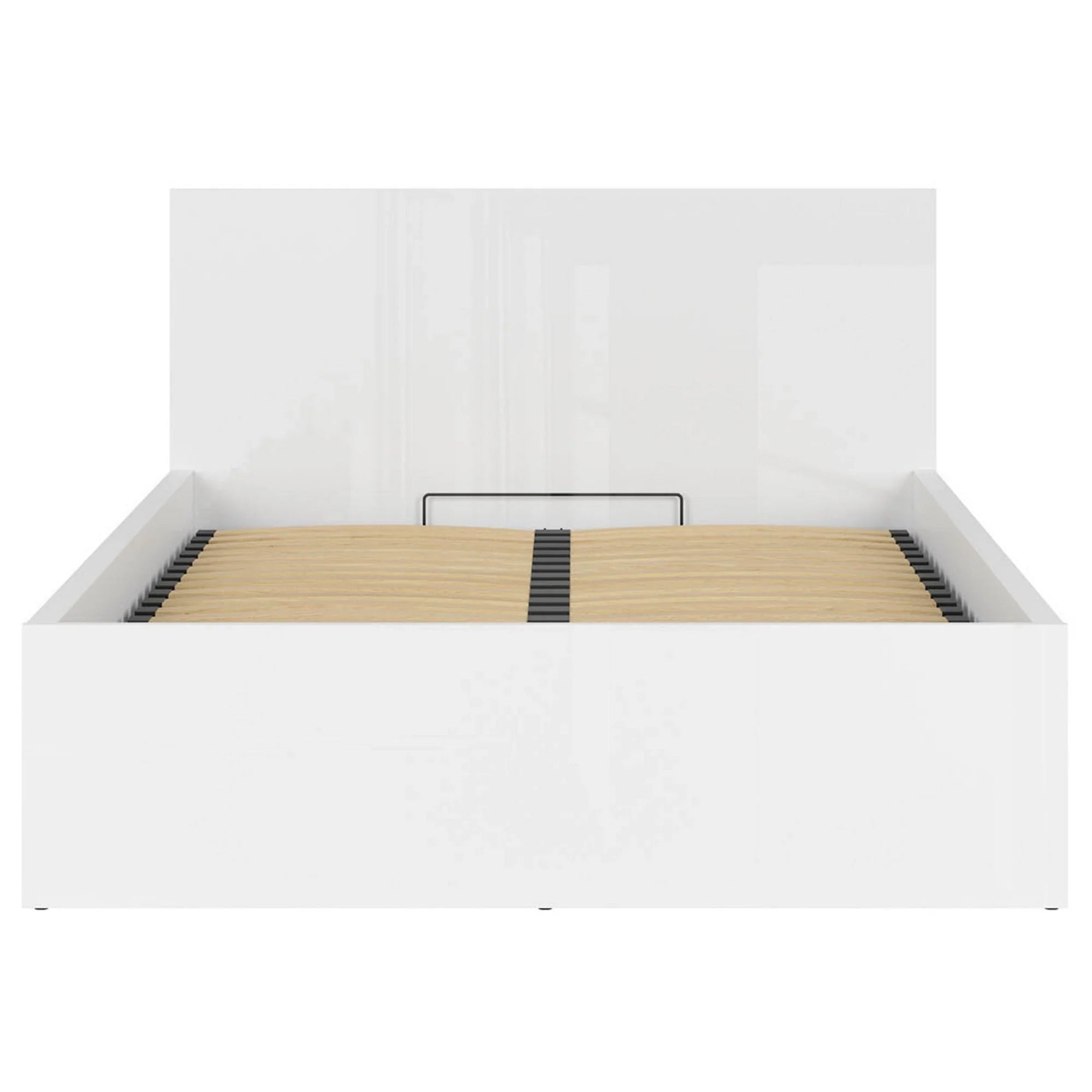 Pat TETRIX 140x200, alb lucios, PAL, cu somiera si spatiu depozitare