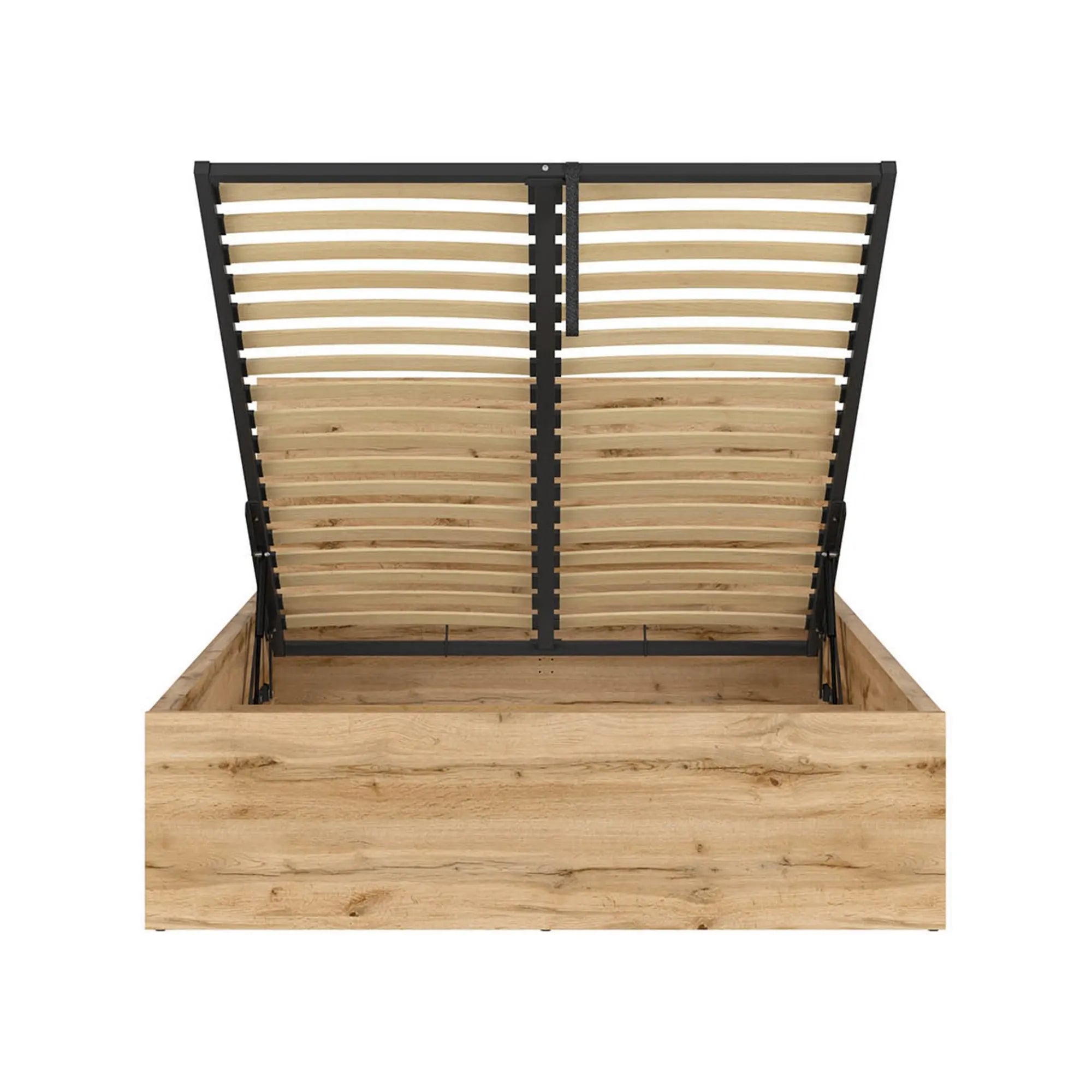 Pat TETRIX 140x200, stejar wotan, PAL, cu somiera si spatiu depozitare