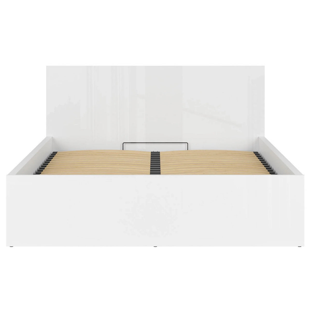 Pat TETRIX 160x200, alb lucios, PAL, cu somiera si spatiu depozitare