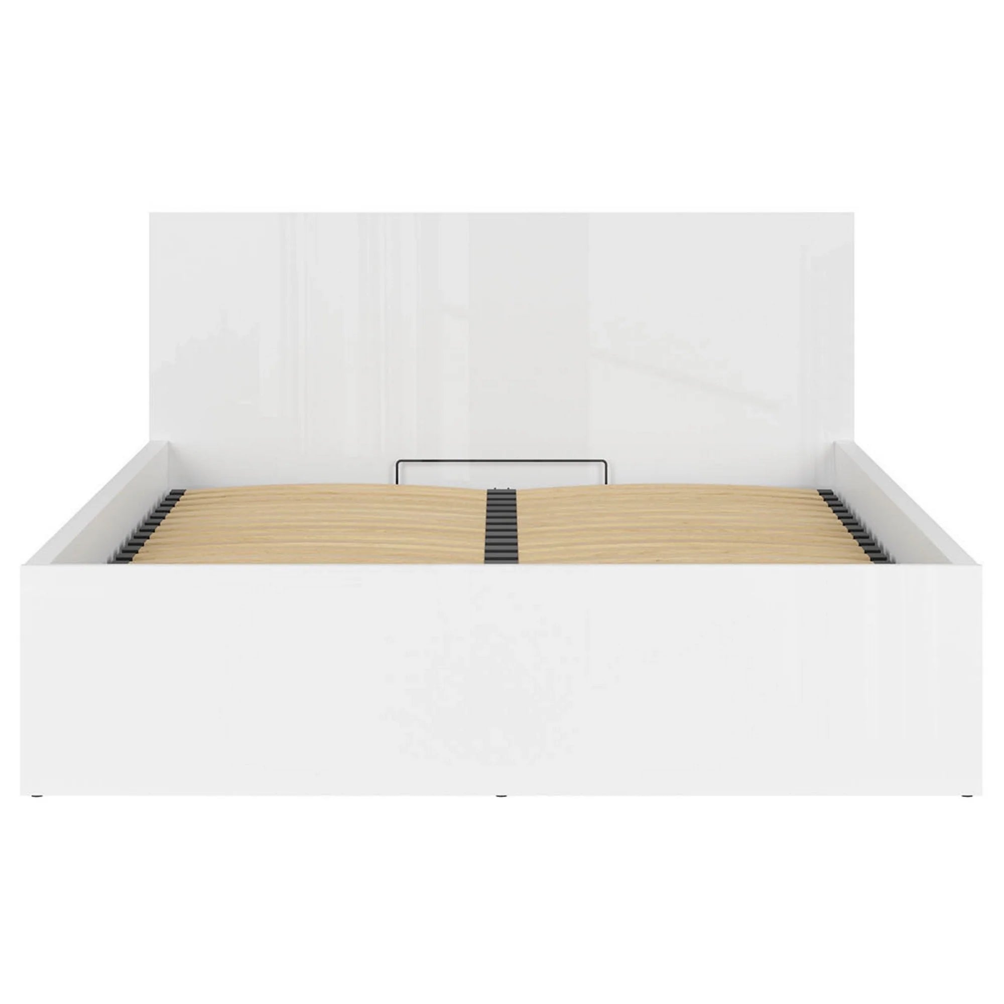 Pat TETRIX 160x200, alb lucios, PAL, cu somiera si spatiu depozitare