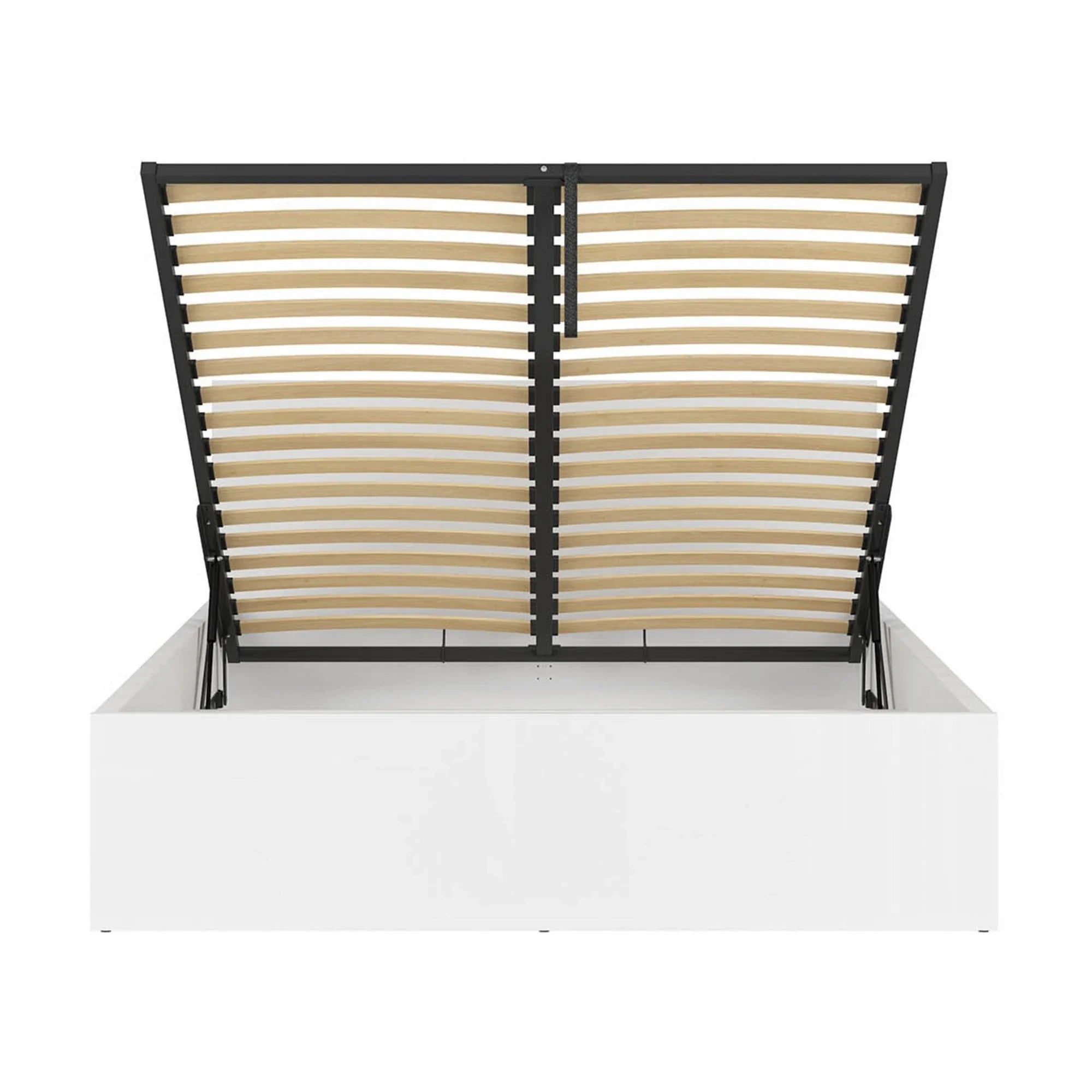 Pat TETRIX 160x200, alb lucios, PAL, cu somiera si spatiu depozitare