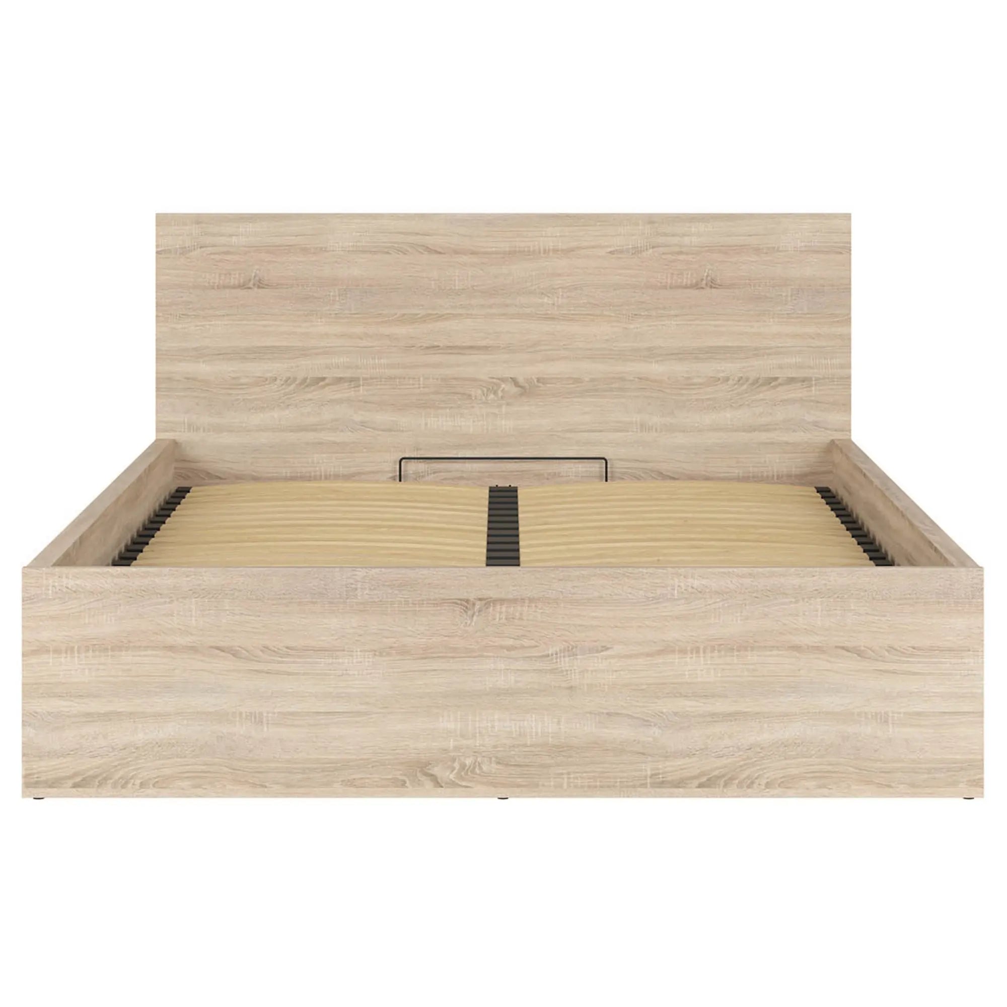 Pat TETRIX 160x200, stejar sonoma, PAL, cu somiera si spatiu depozitare