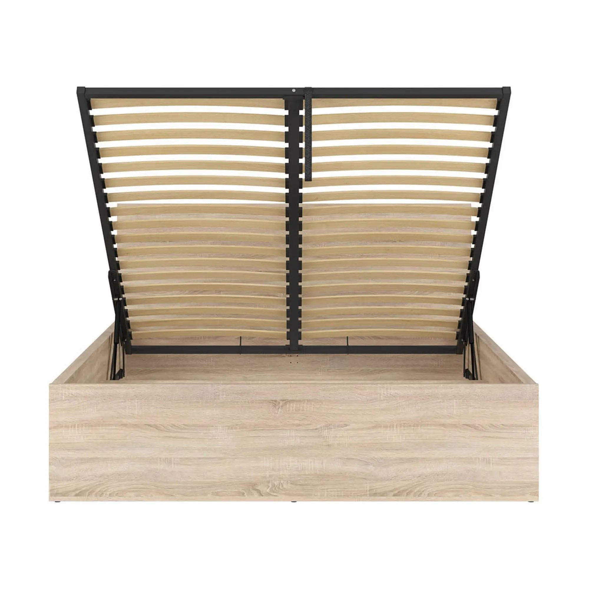 Pat TETRIX 160x200, stejar sonoma, PAL, cu somiera si spatiu depozitare