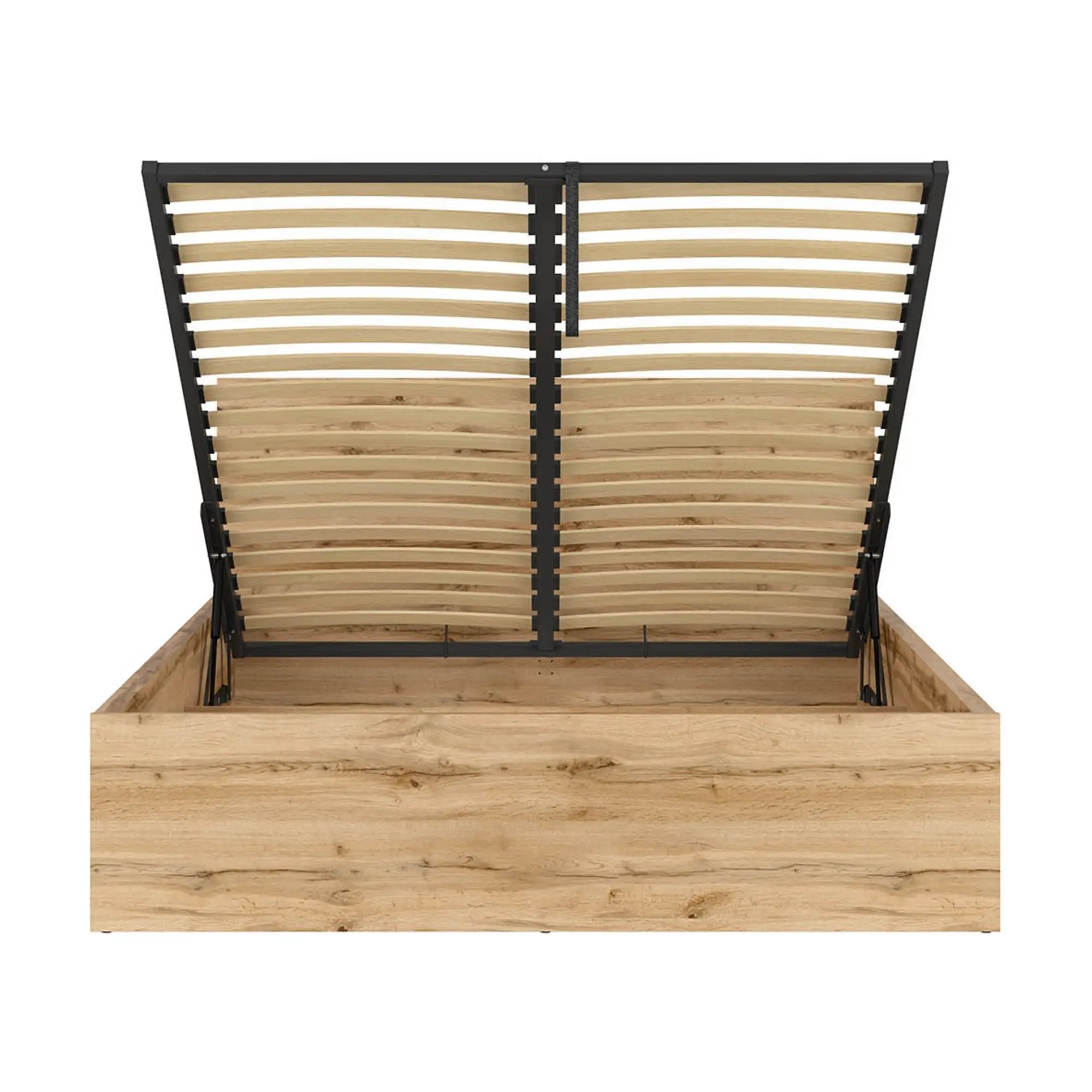 Pat TETRIX 160x200, stejar wotan, PAL, cu somiera si spatiu depozitare