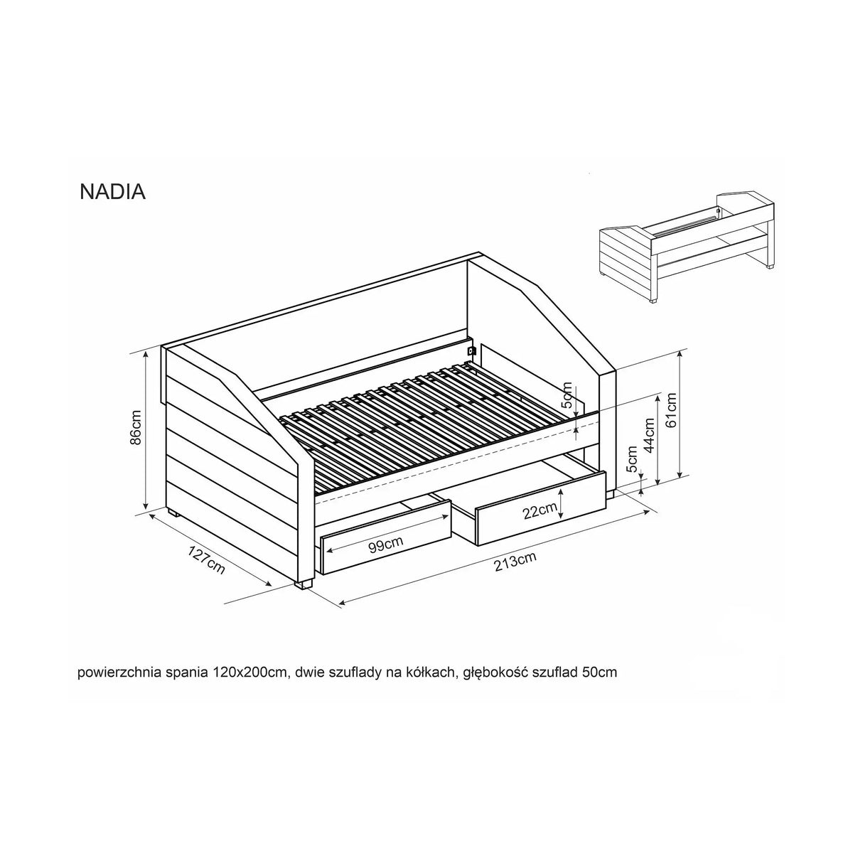 Pat tip divan NADIA 120x200, stofa catifelata gri, cu somiera si sertare