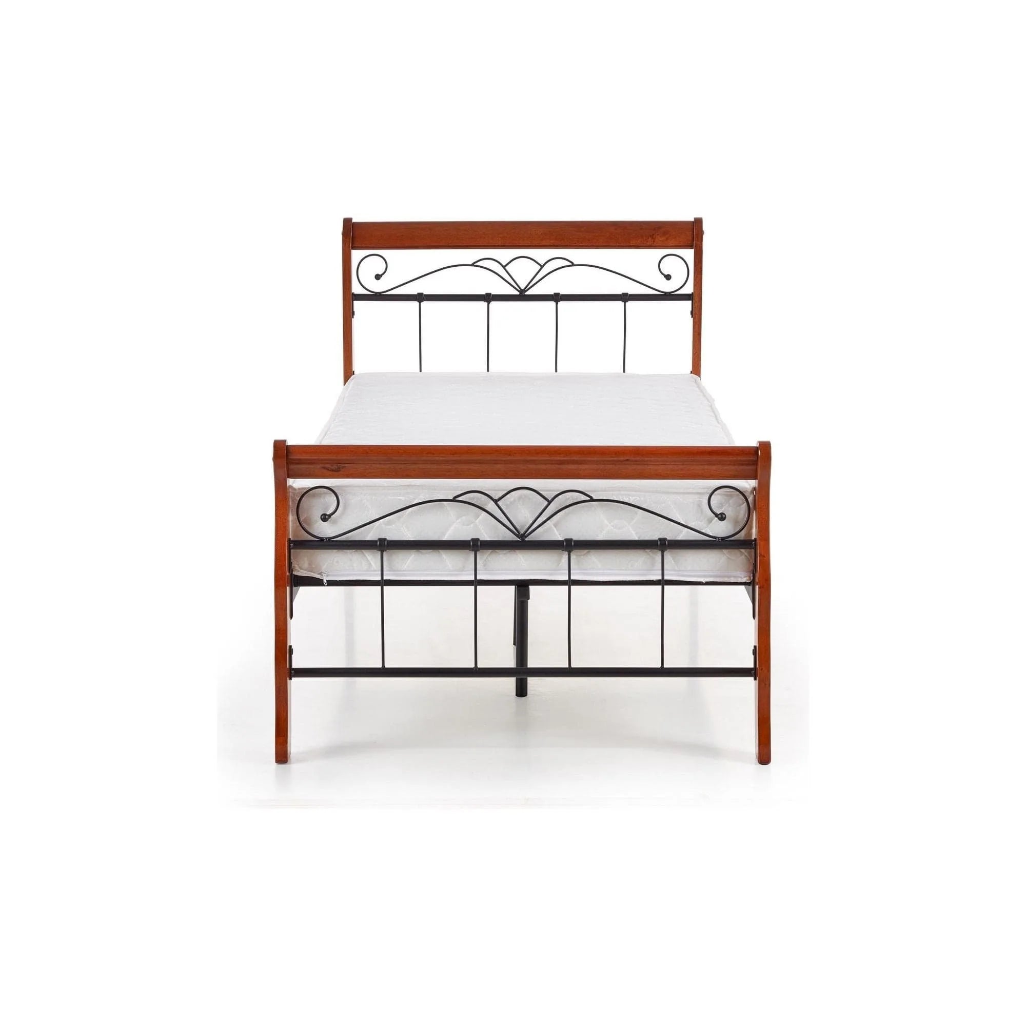 Pat VERONICA 90x200, cires antic/negru, lemn, cu somiera