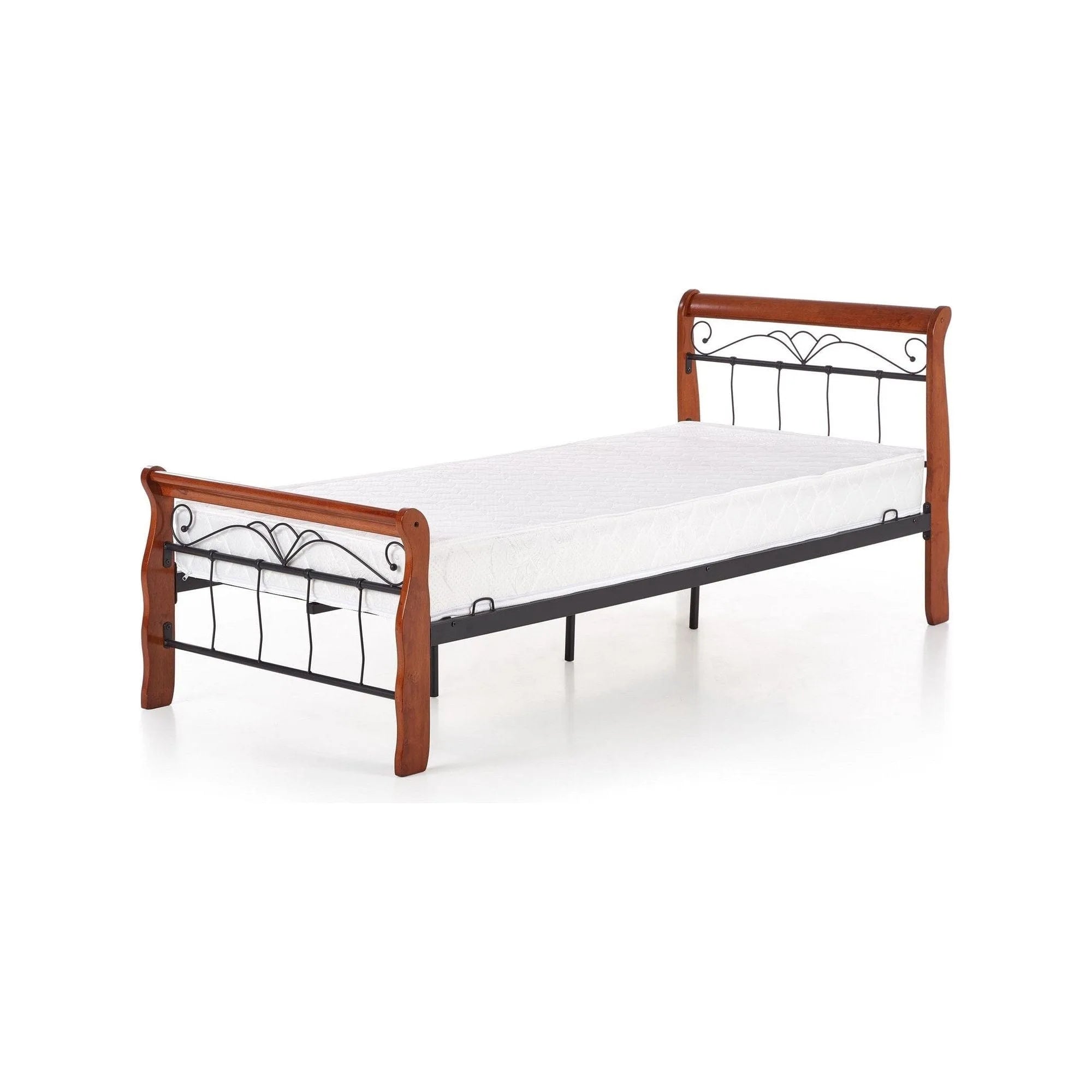 Pat VERONICA 90x200, cires antic/negru, lemn, cu somiera