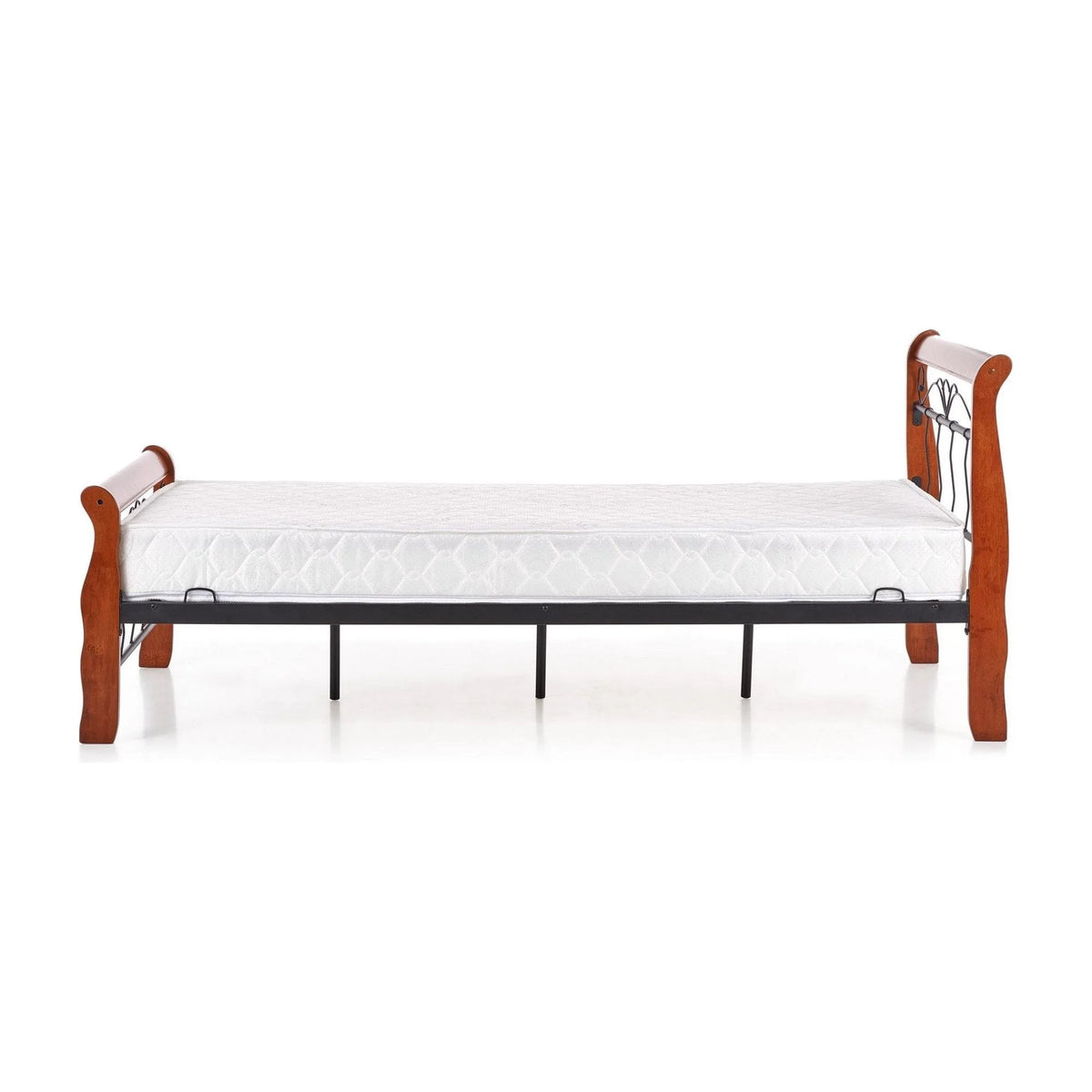 Pat VERONICA 90x200, cires antic/negru, lemn, cu somiera