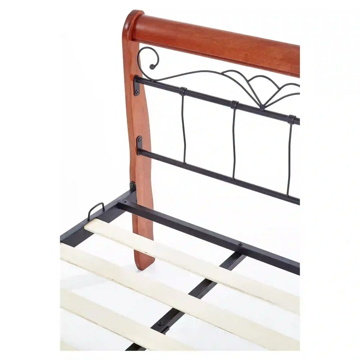 Pat VERONICA 90x200, cires antic/negru, lemn, cu somiera