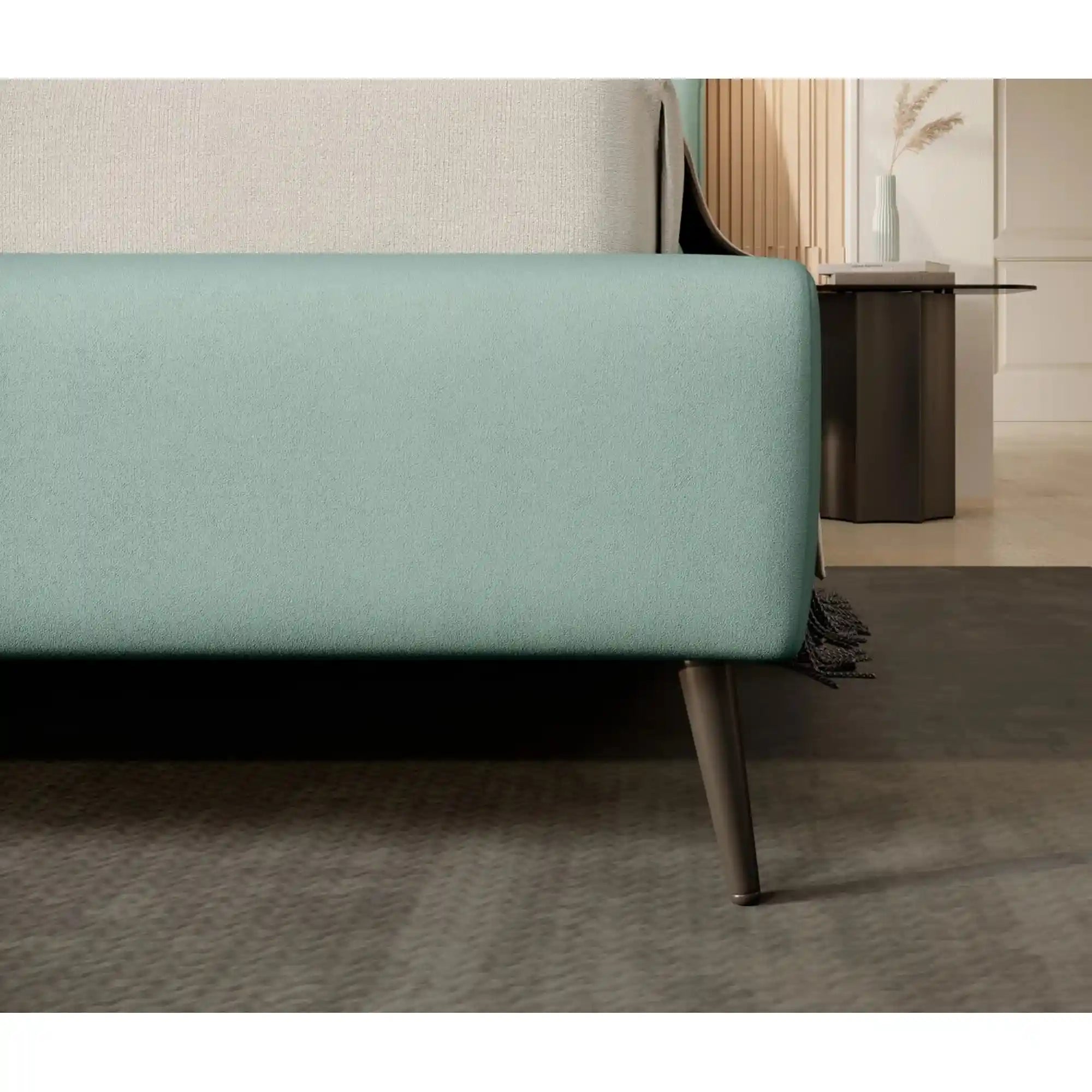 Pat ZOYA 140x200, personalizabil materiale Gama Premium, cu spatiu depozitare, somiera si pistoane