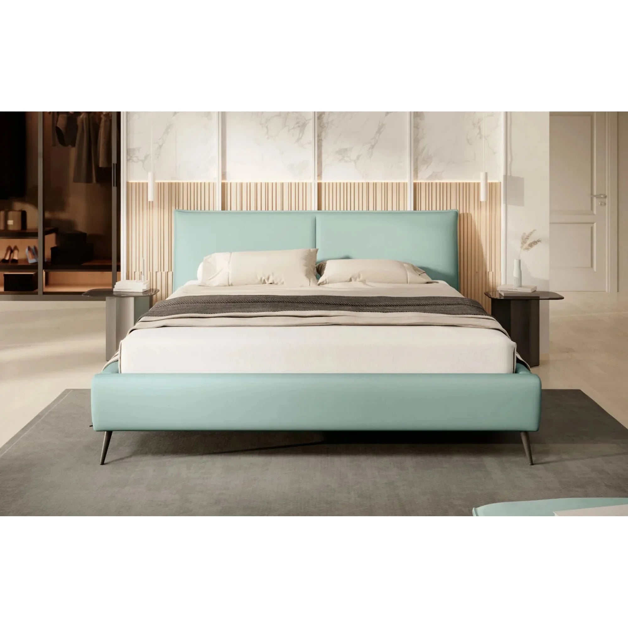 Pat ZOYA 160x200, personalizabil materiale Gama Premium, cu spatiu depozitare, somiera si pistoane