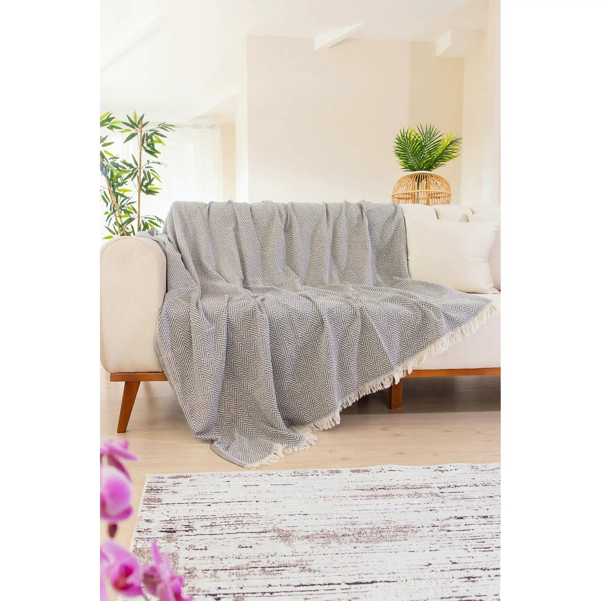 Patura 670TBH1705, gri inchis, bumbac/poliester, 170x200 cm