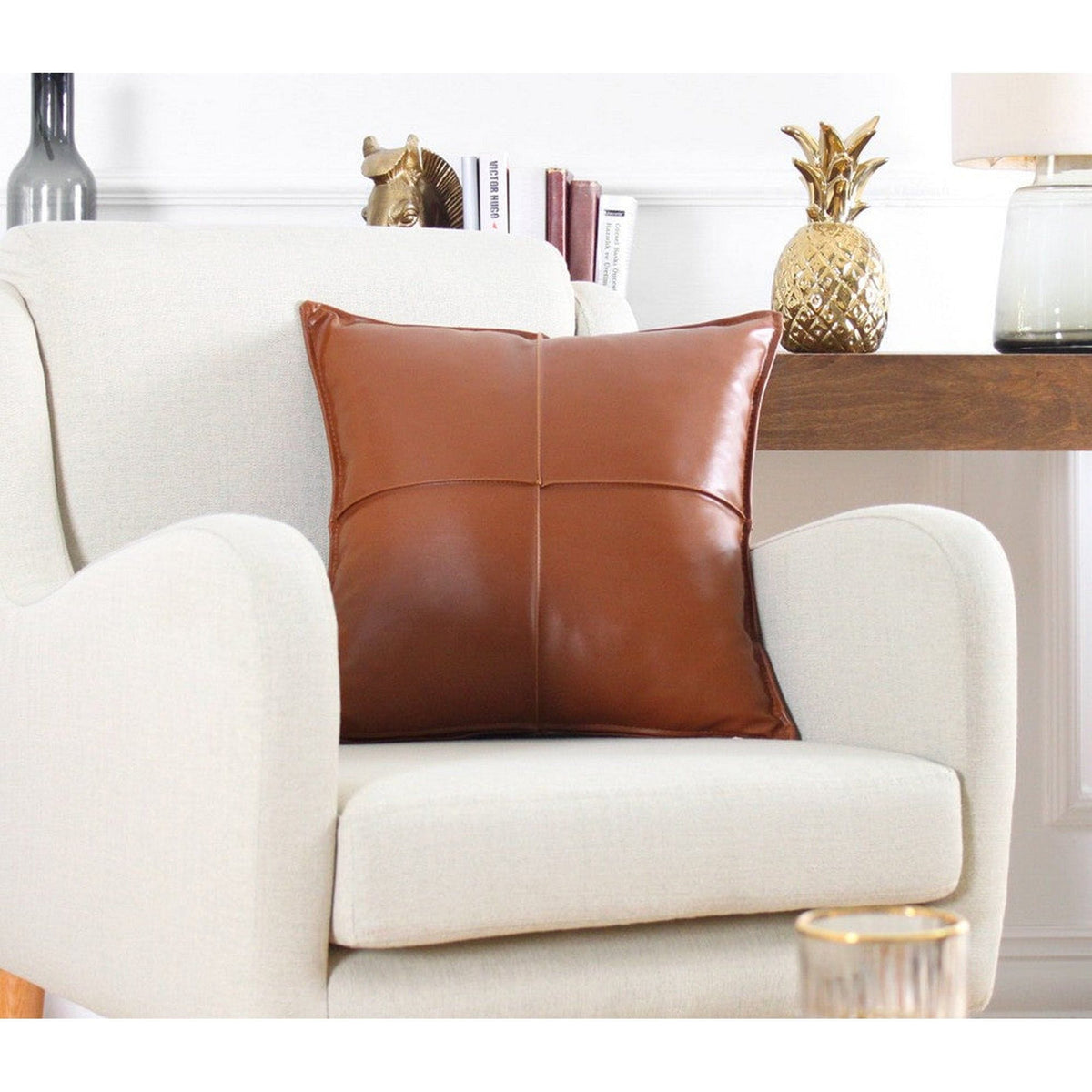 Perna 210FLF1116, maro, piele ecologica, 50x50 cm