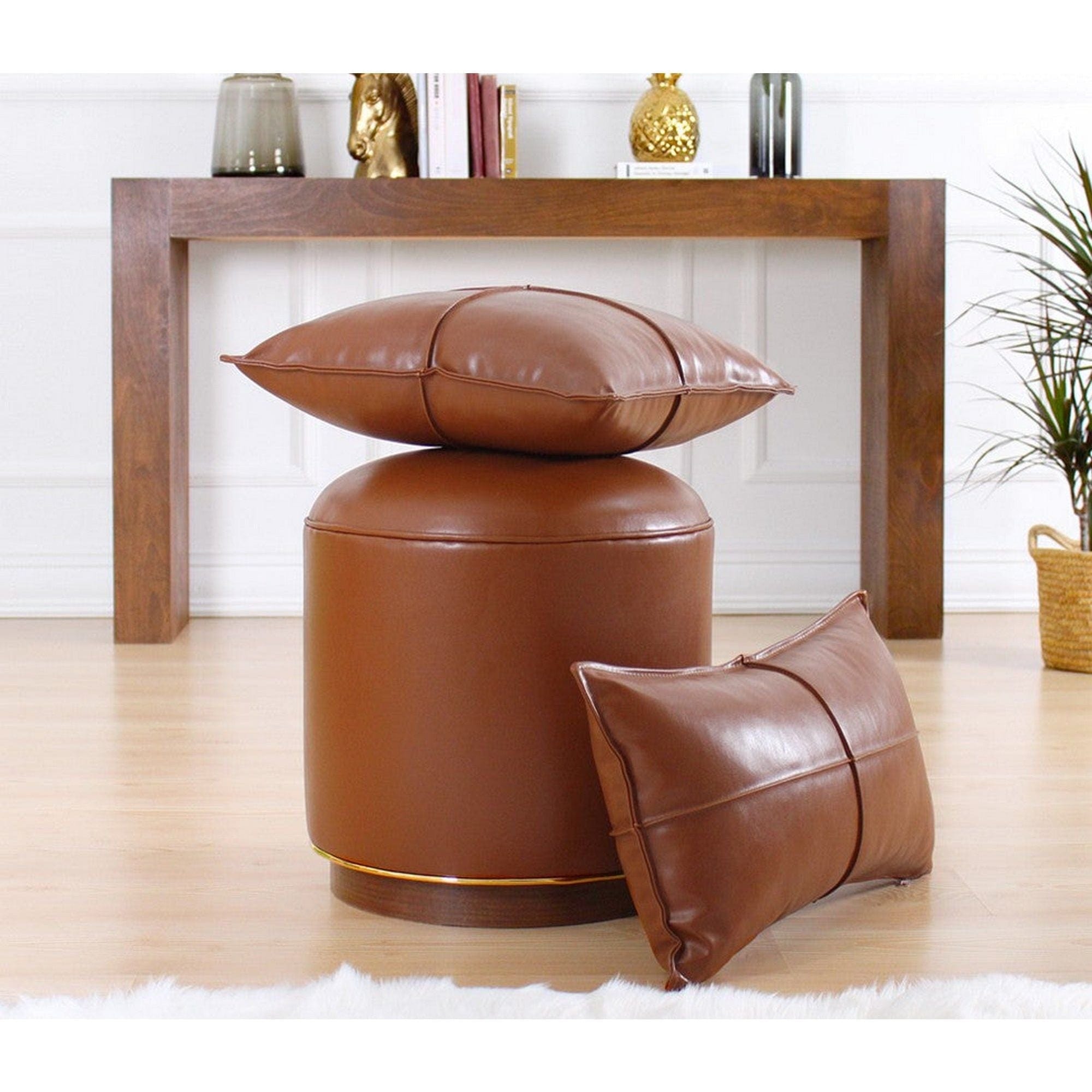 Perna 210FLF1116, maro, piele ecologica, 50x50 cm