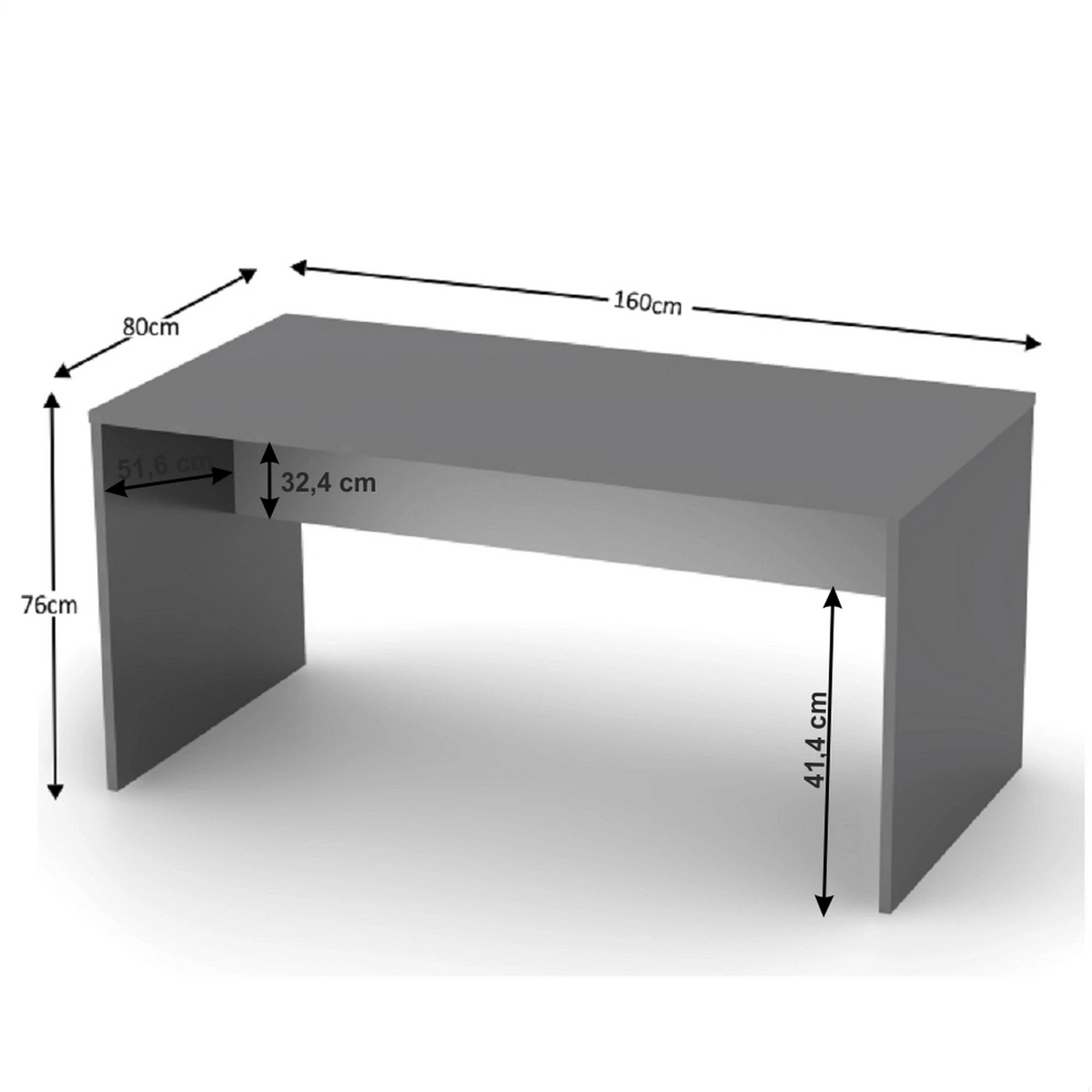 Masa birou RIOMA NEW TYP 16, gri grafit, DTD laminat, 160x80x76 cm