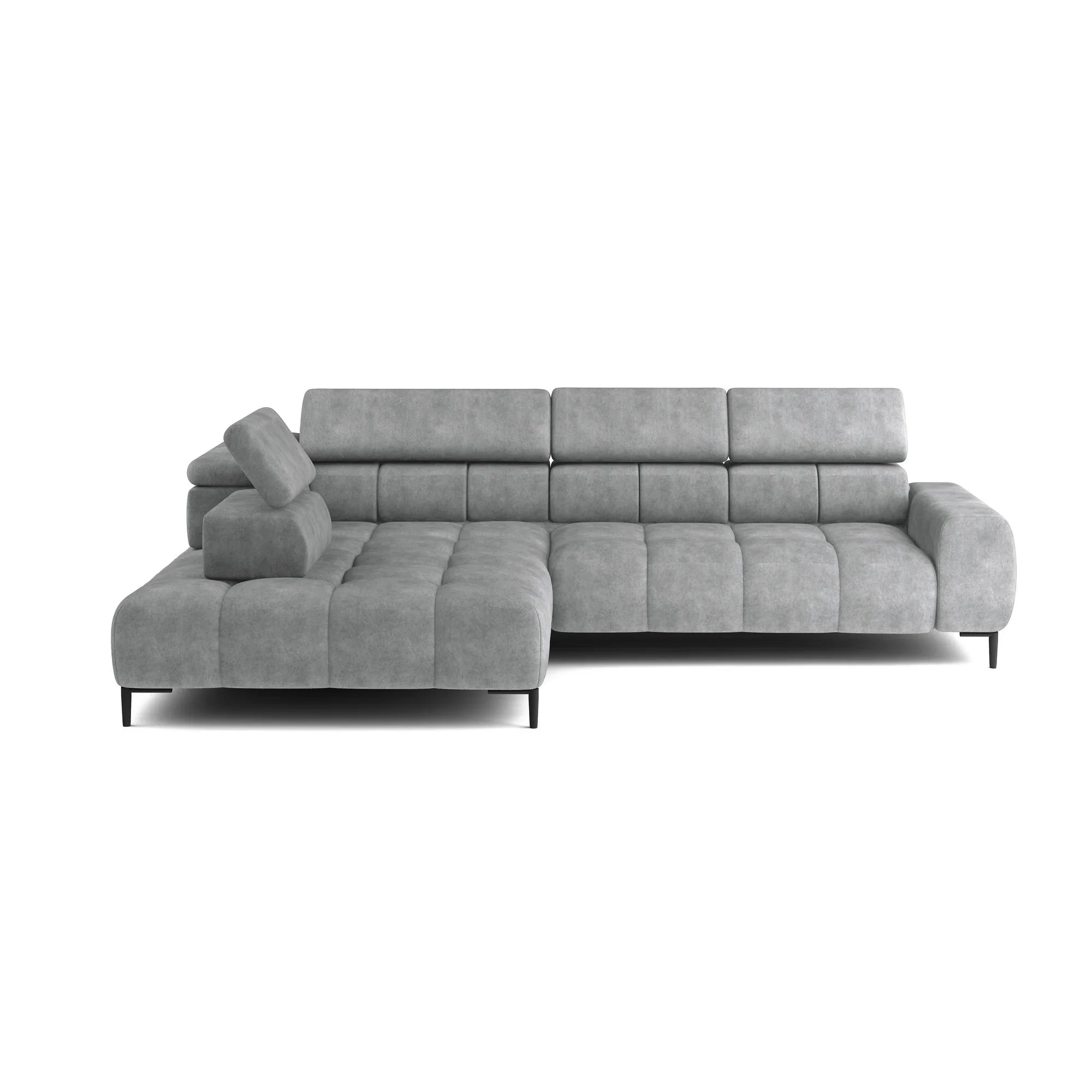 Coltar PLAZA MINI, sezlong stanga, stofa catifelata crem - Salvador 01, Gama Premium, cu reglaj electric si tetiere reglabile, 270x177x99 cm