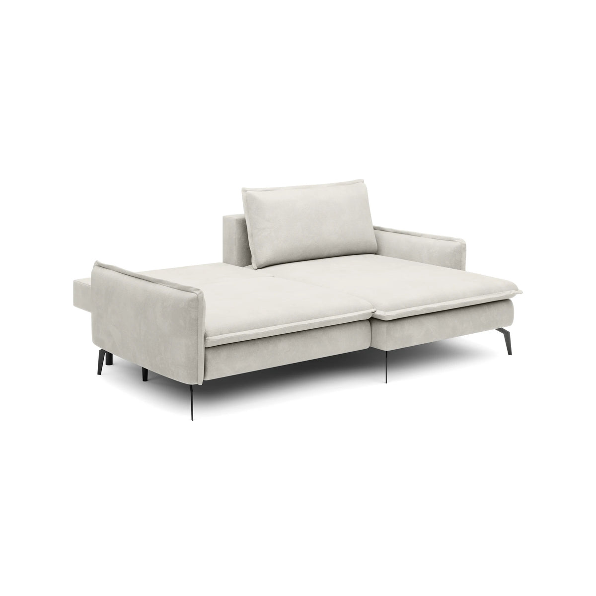Coltar extensibil GLOSSY, sezlong dreapta, stofa catifelata bej - Riviera 16, cu lada depozitare, 226x162x88 cm