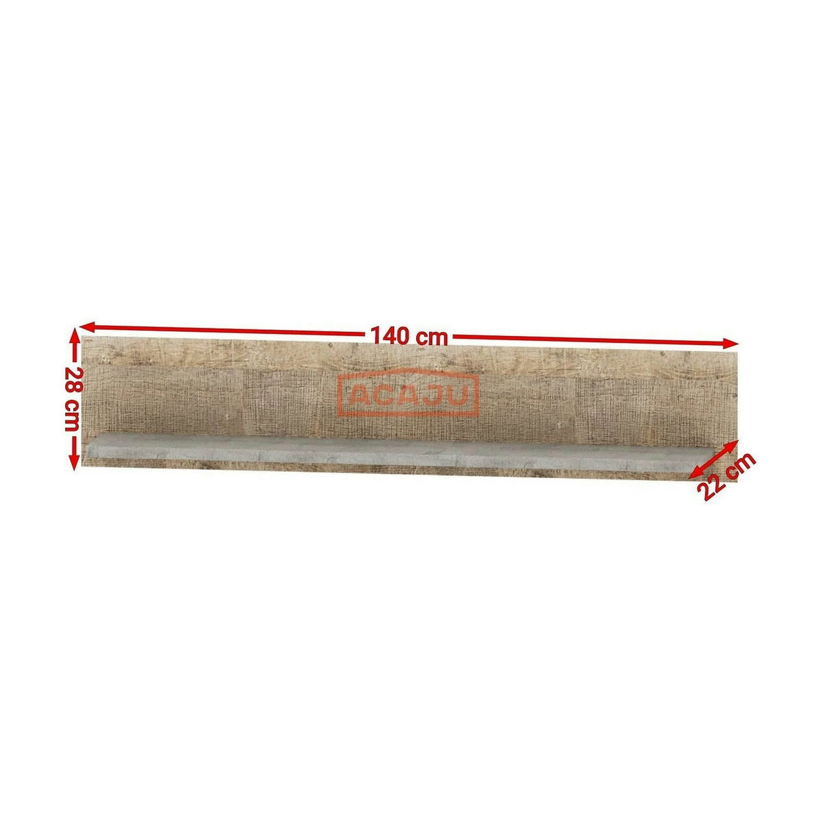 Polita Bari, stejar nisip/gri, PAL laminat, 140x22x28 cm