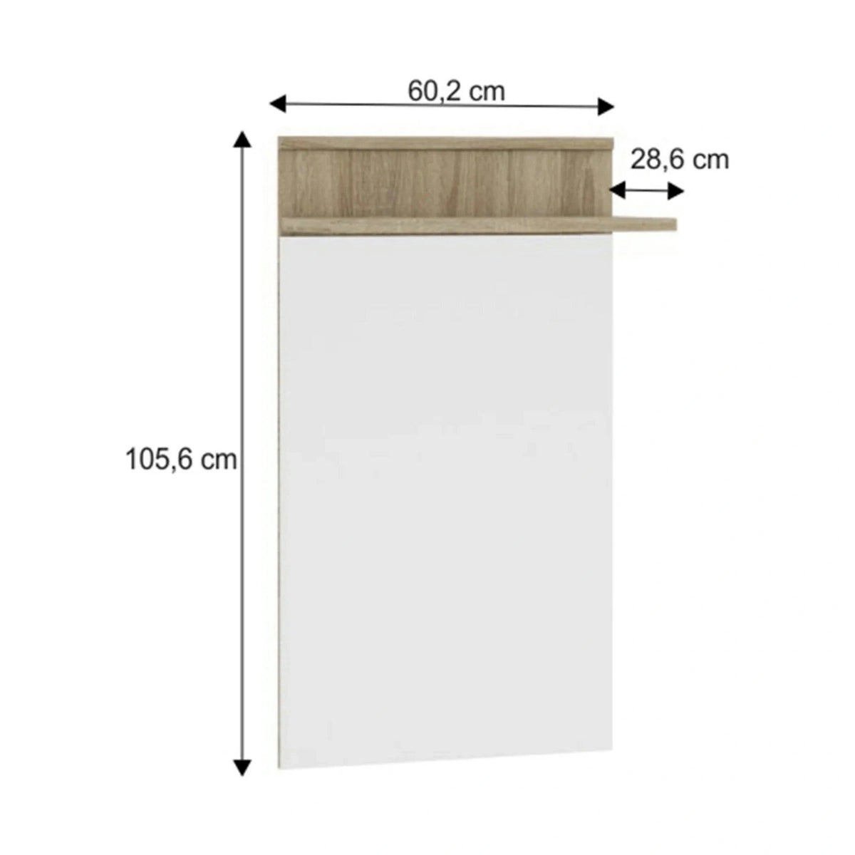 Polita cu oglinda MARIO NEW TYP E, stejar sonoma, PAL melaminat/sticla, 60x29x105 cm