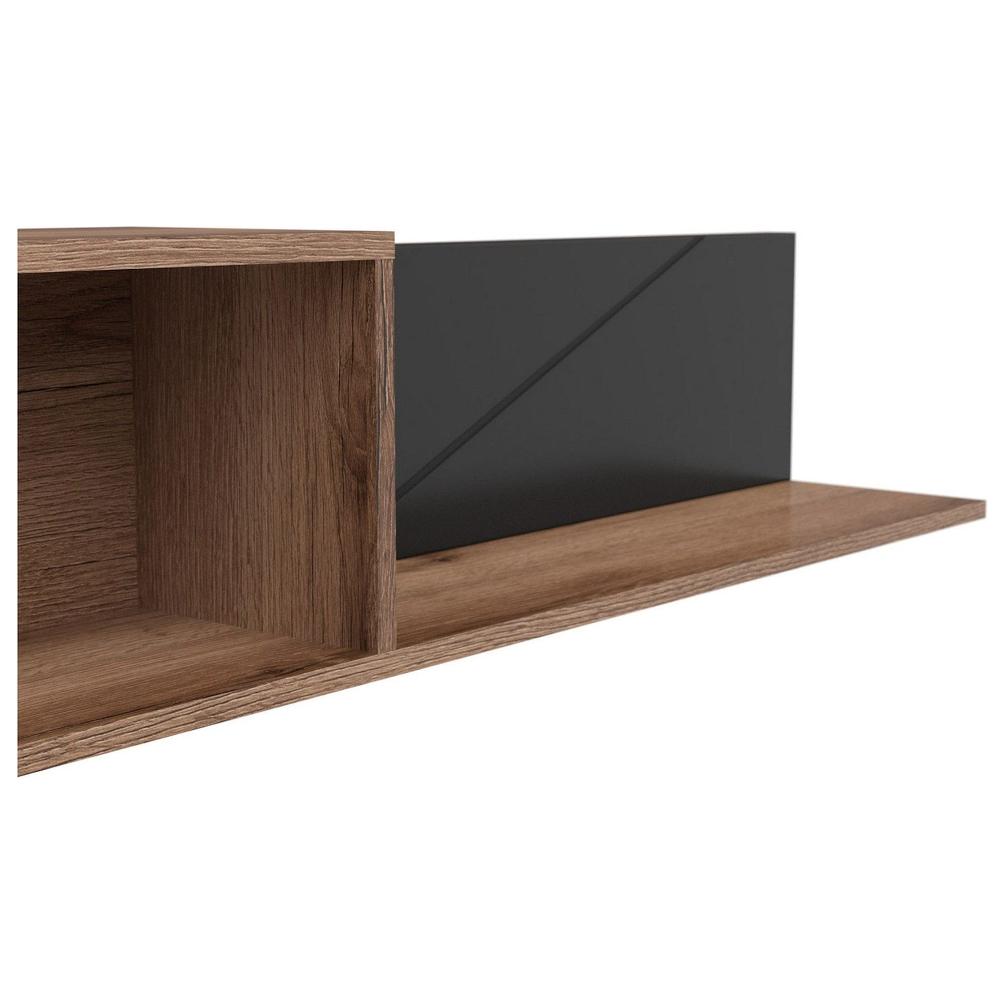 Polita FORN, nuc/negru mat, PAL melaminat, 156x22x25 cm