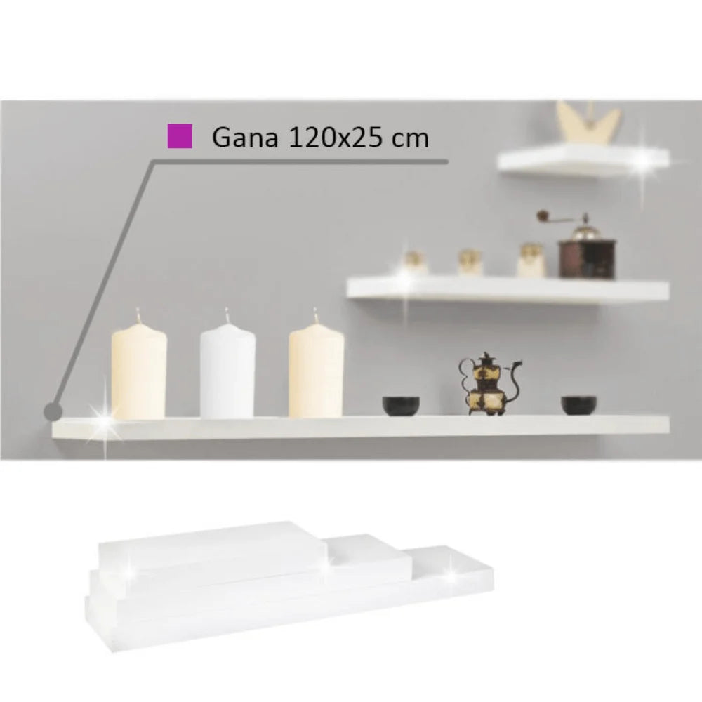 Polita GANA FY 11044-1, alb lucios, 120x25x5 cm