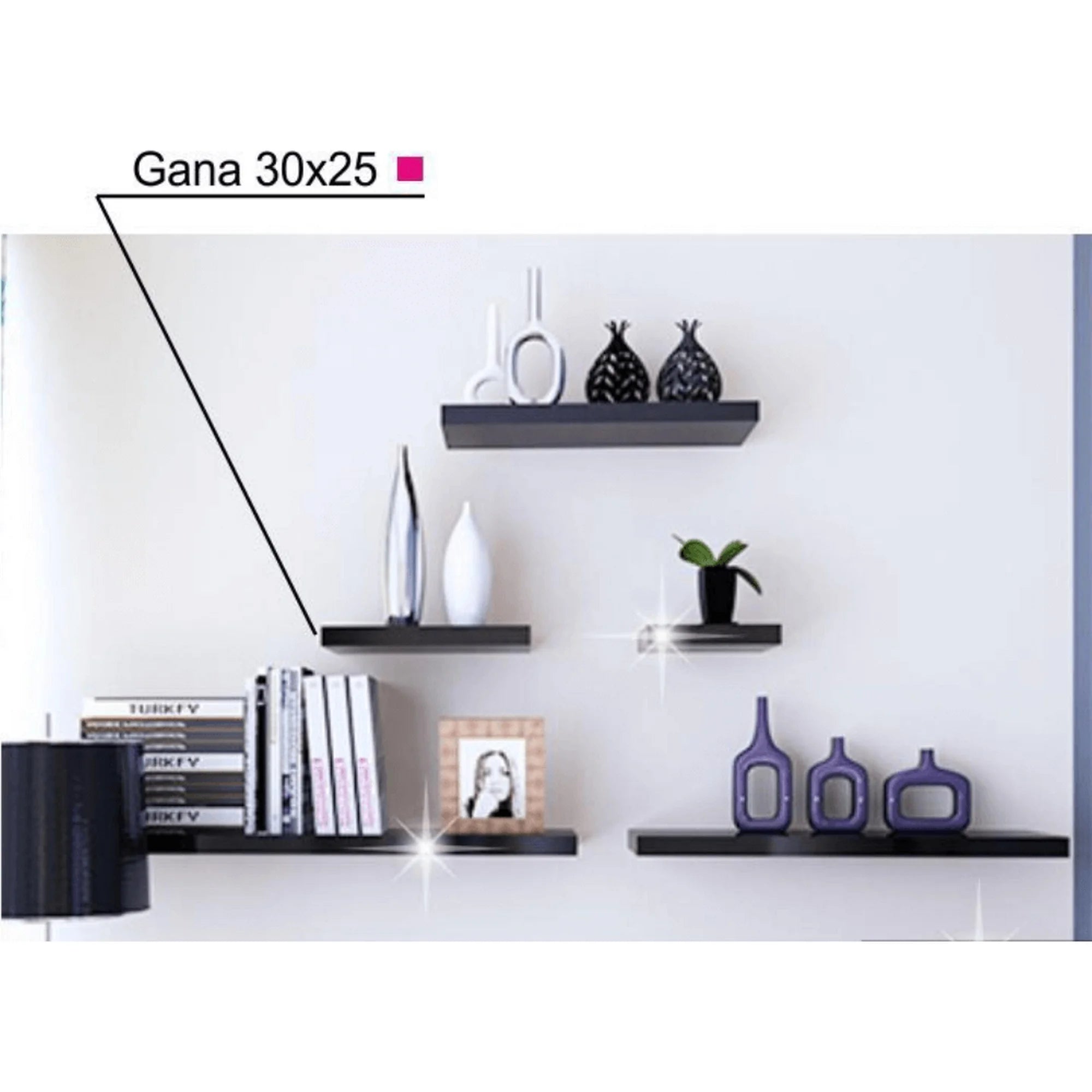 Polita GANA FY 11044-5, negru lucios, 30x25x5 cm