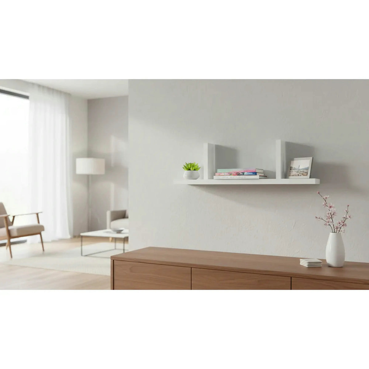 Polita JUNONA LINE, alb, PAL, 100x14x15 cm