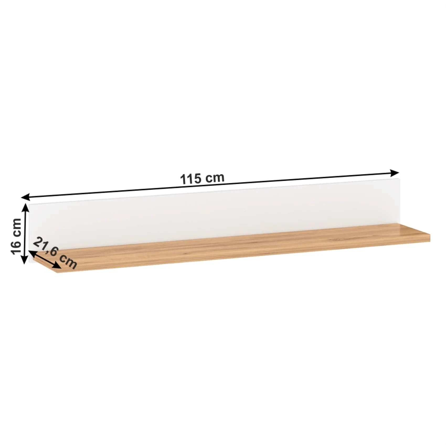 Polita LANZETTE D, alb/stejar craft auriu, DTD laminat, 115x22x16 cm