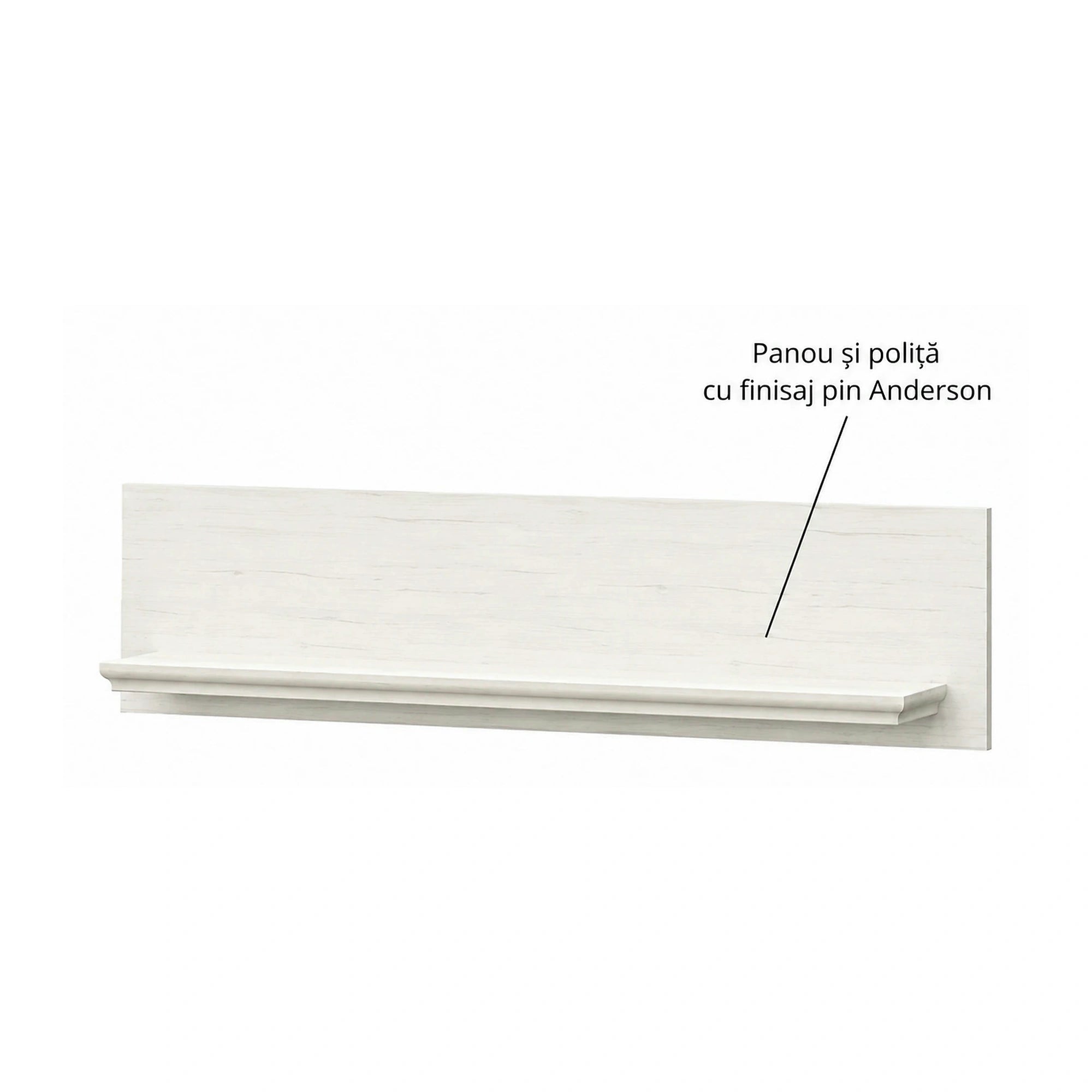 Polita living IRYS, pin alb anderson, PAL laminat, 119x18x26 cm
