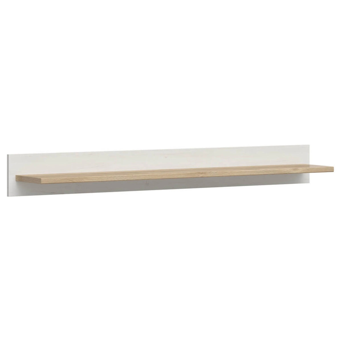 Polita LOKSA, alb/stejar, PAL laminat, 143x24x17 cm