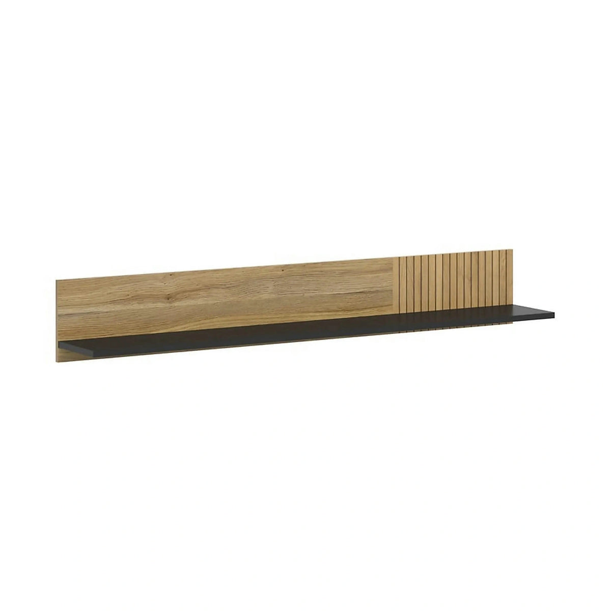 Polita LUEN, stejar/negru, PAL laminat, 155x24x23 cm