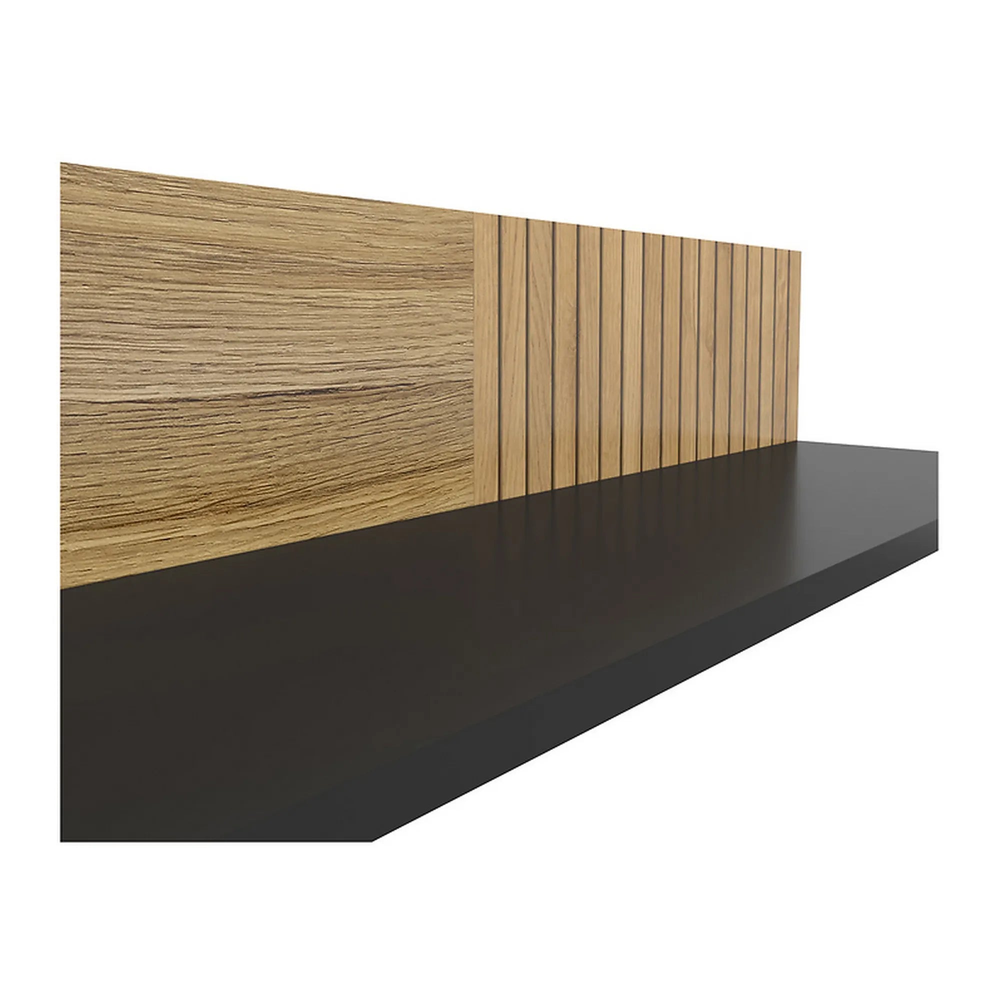 Polita LUEN, stejar/negru, PAL laminat, 155x24x23 cm