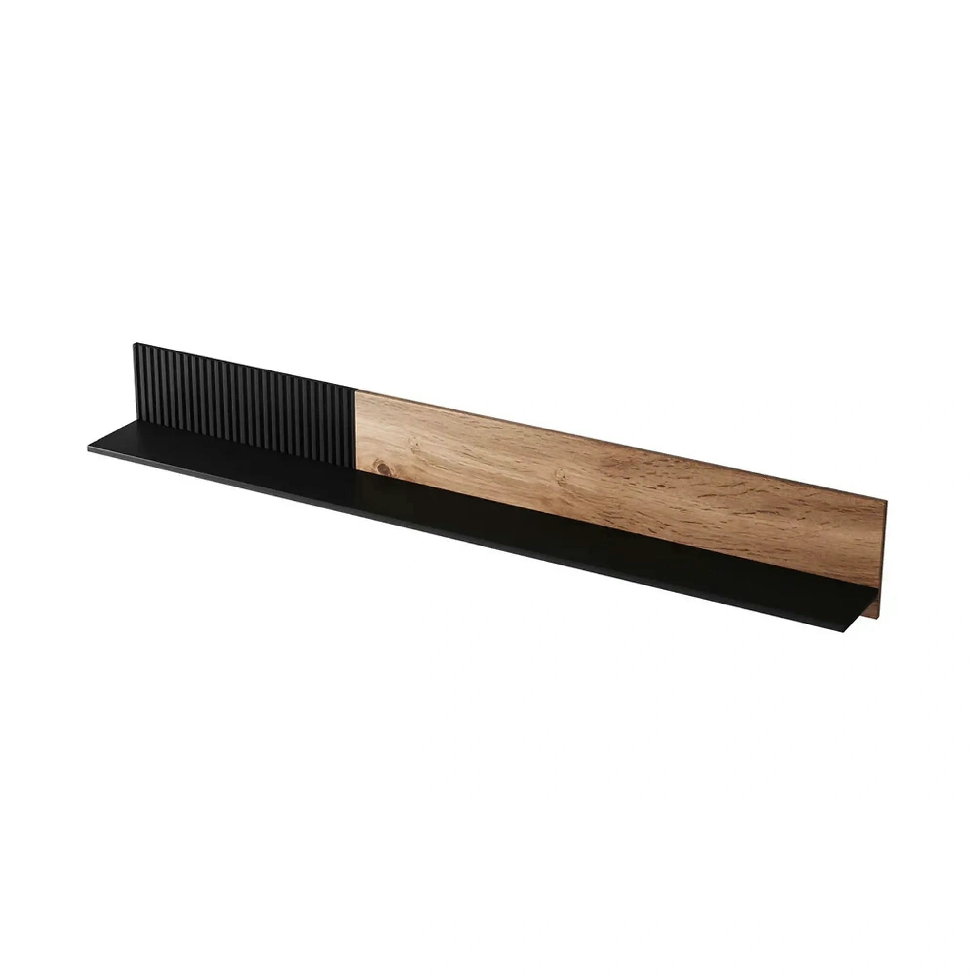 Polita RANDOM, stejar wotan/negru, PAL, 180x20x25 cm