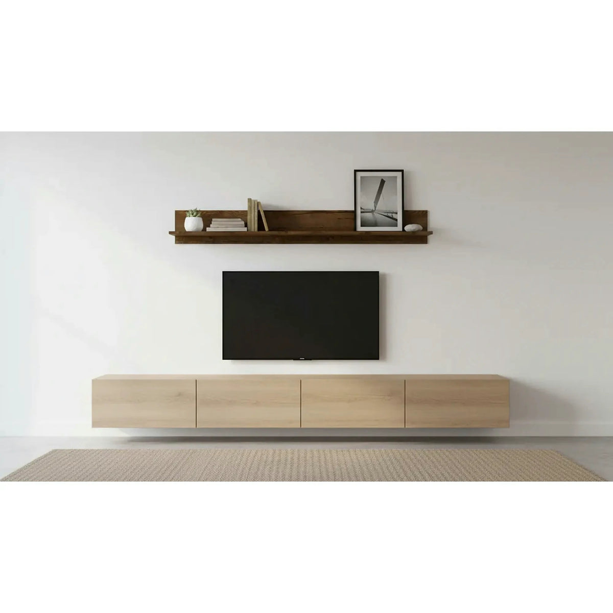 Polita RUSO, stejar, PAL laminat, 149x28x20 cm