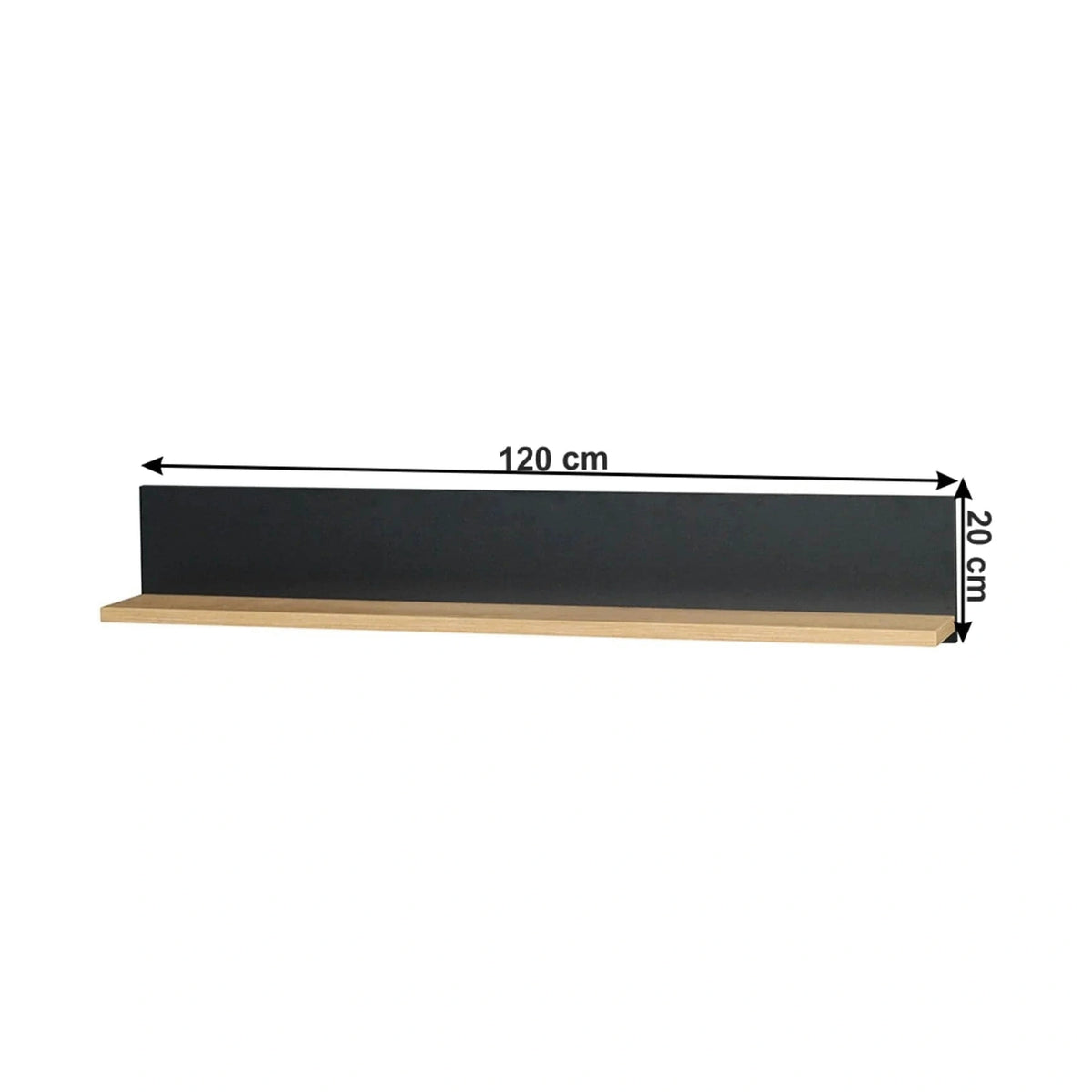 Polita SIRAN TYP 10, stejar lefkas/negru, DTD laminat, 120x18x20 cm